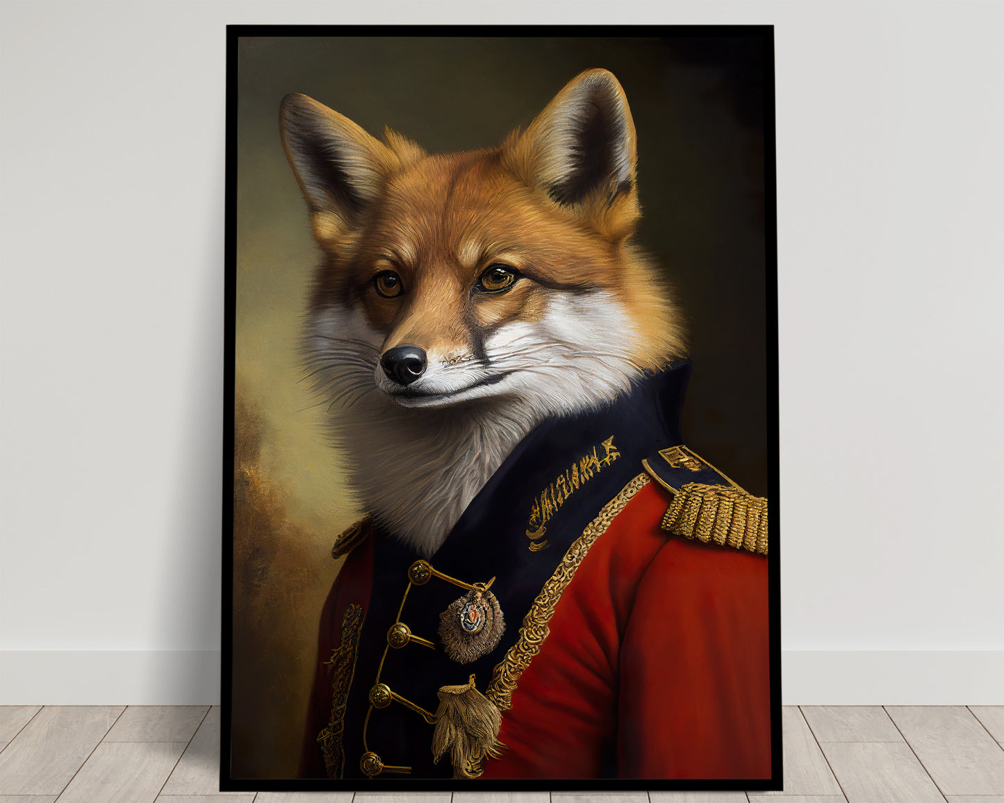Fox Poster in Military Uniform – Heroic Animal Wall Art, Unique Fox Wall Print Decoration