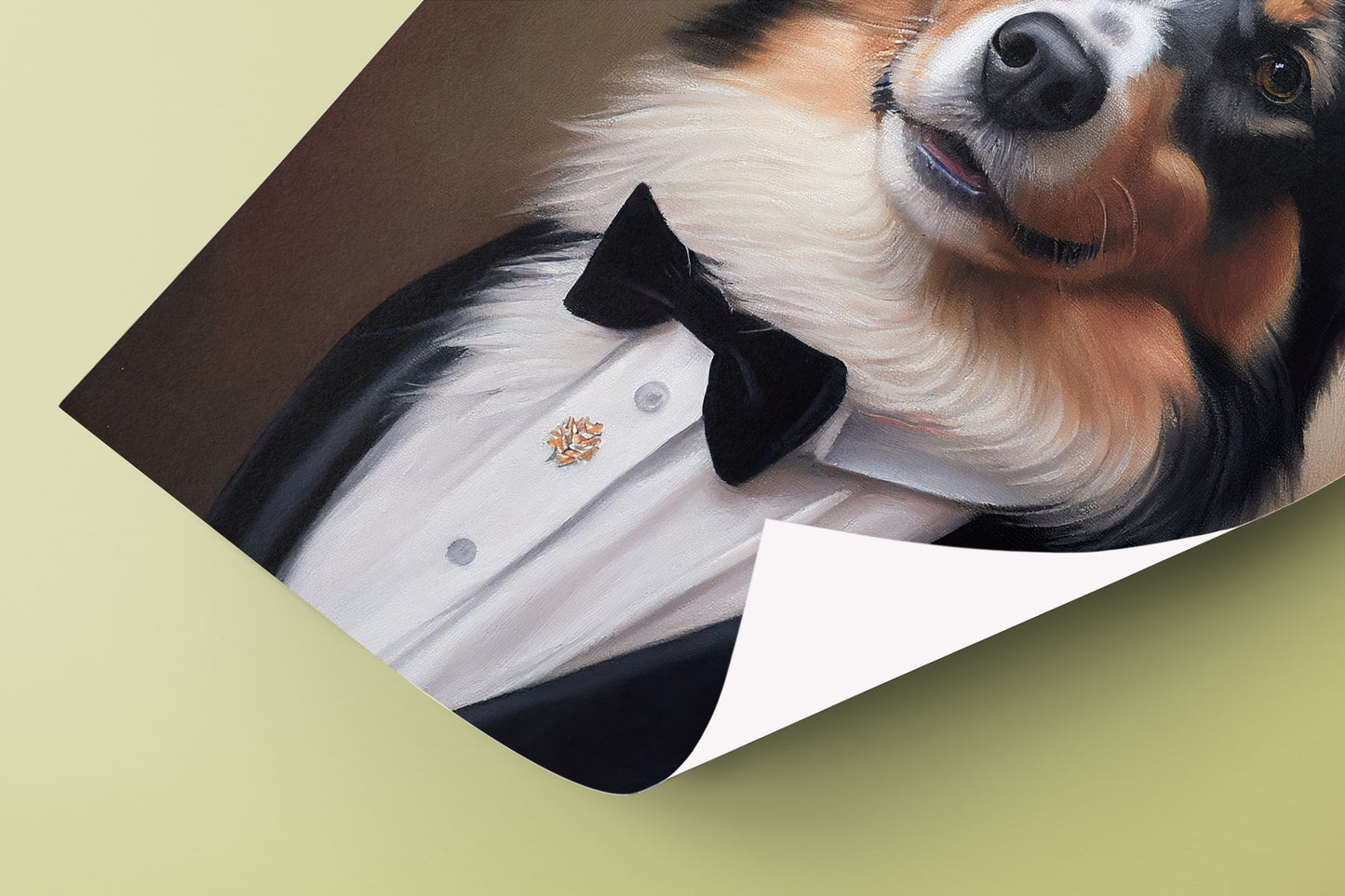Poster Chien Chic - Portrait Berger Australien en Smoking, Tableau Humour, Décoration Murale