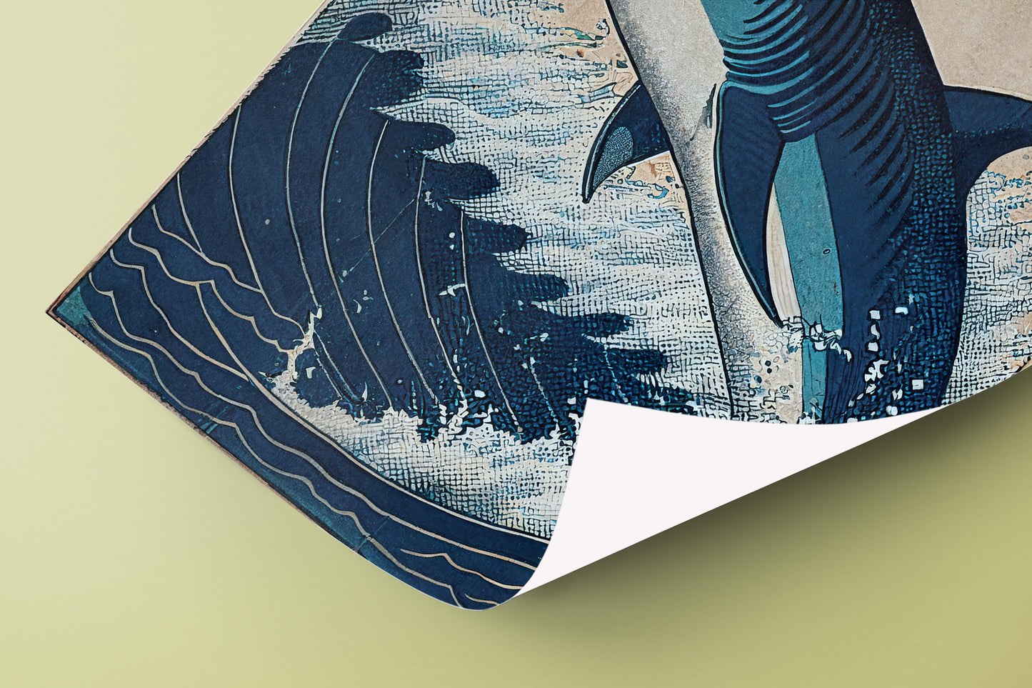 Japanese Shark Poster - Ukiyo-e Style Wall Art, Japan-Inspired Shark Print Decoration for Home or Office