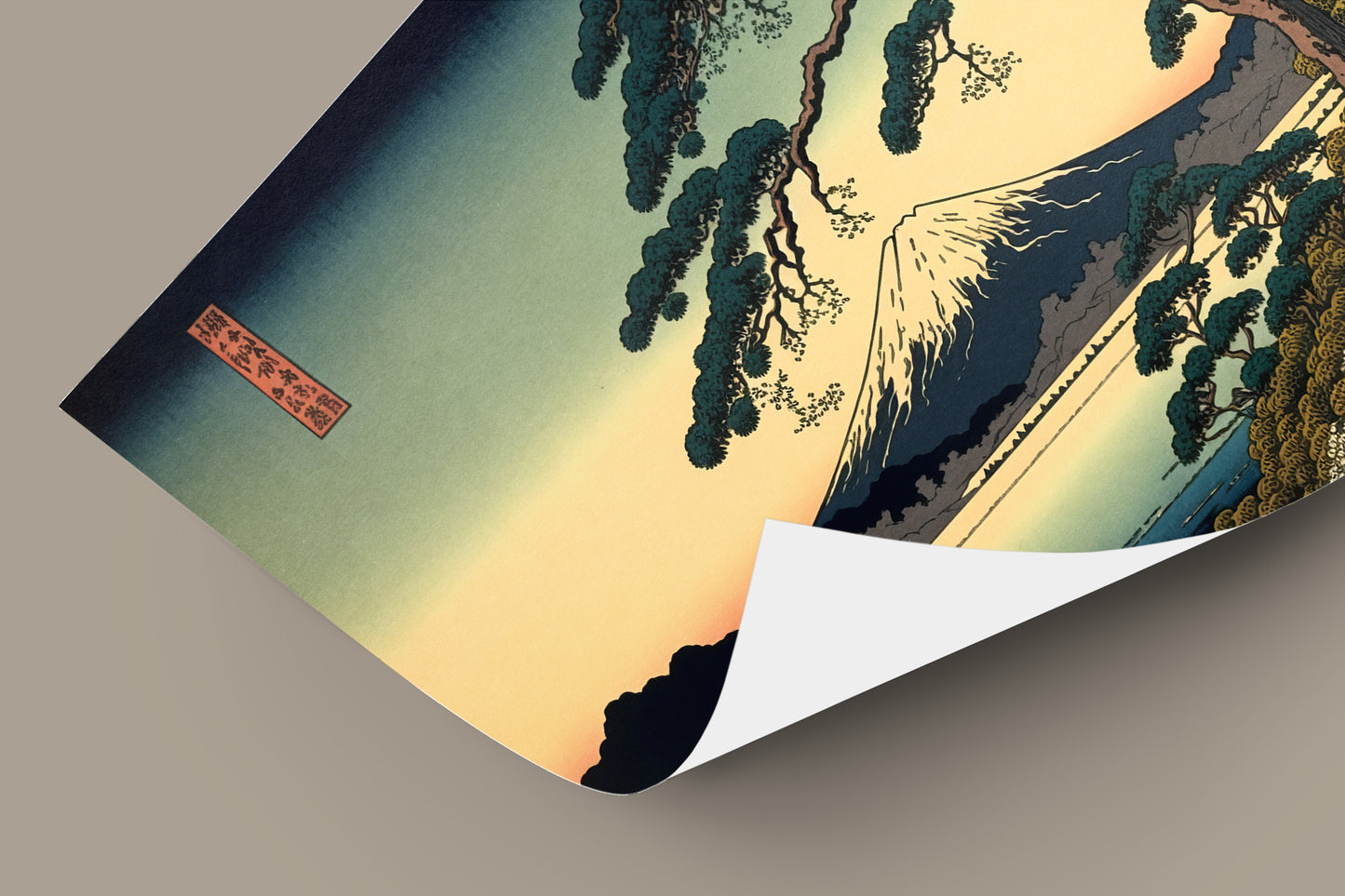 Japanese Mountain Landscape Poster, Japanese Art Style Illustration, Scenic Wall Decor for Home or Office