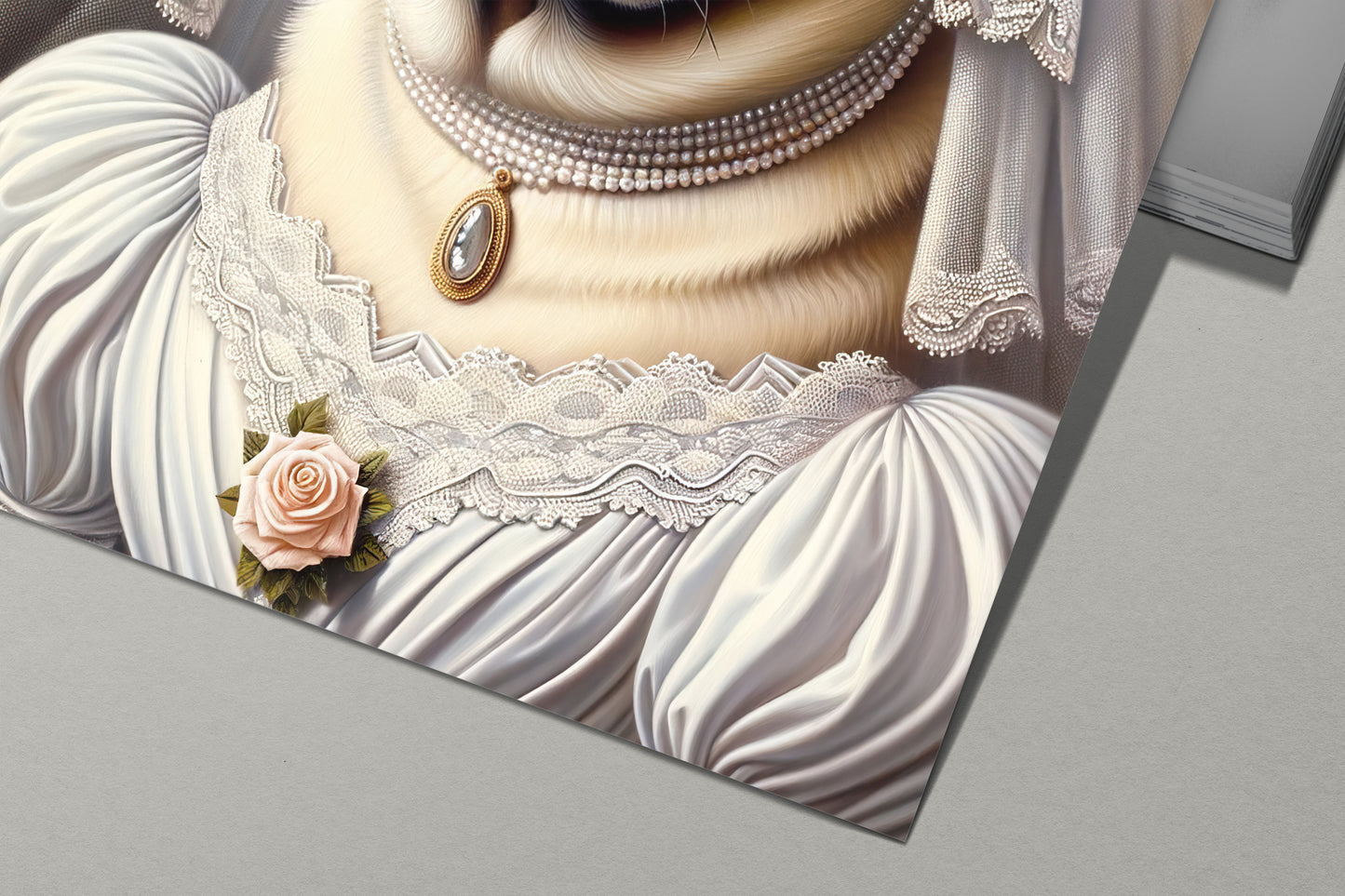 Funny Pug in Wedding Dress Poster - Unique Animal Bride Wall Art Decor for Dog Lovers - Perfect Gift
