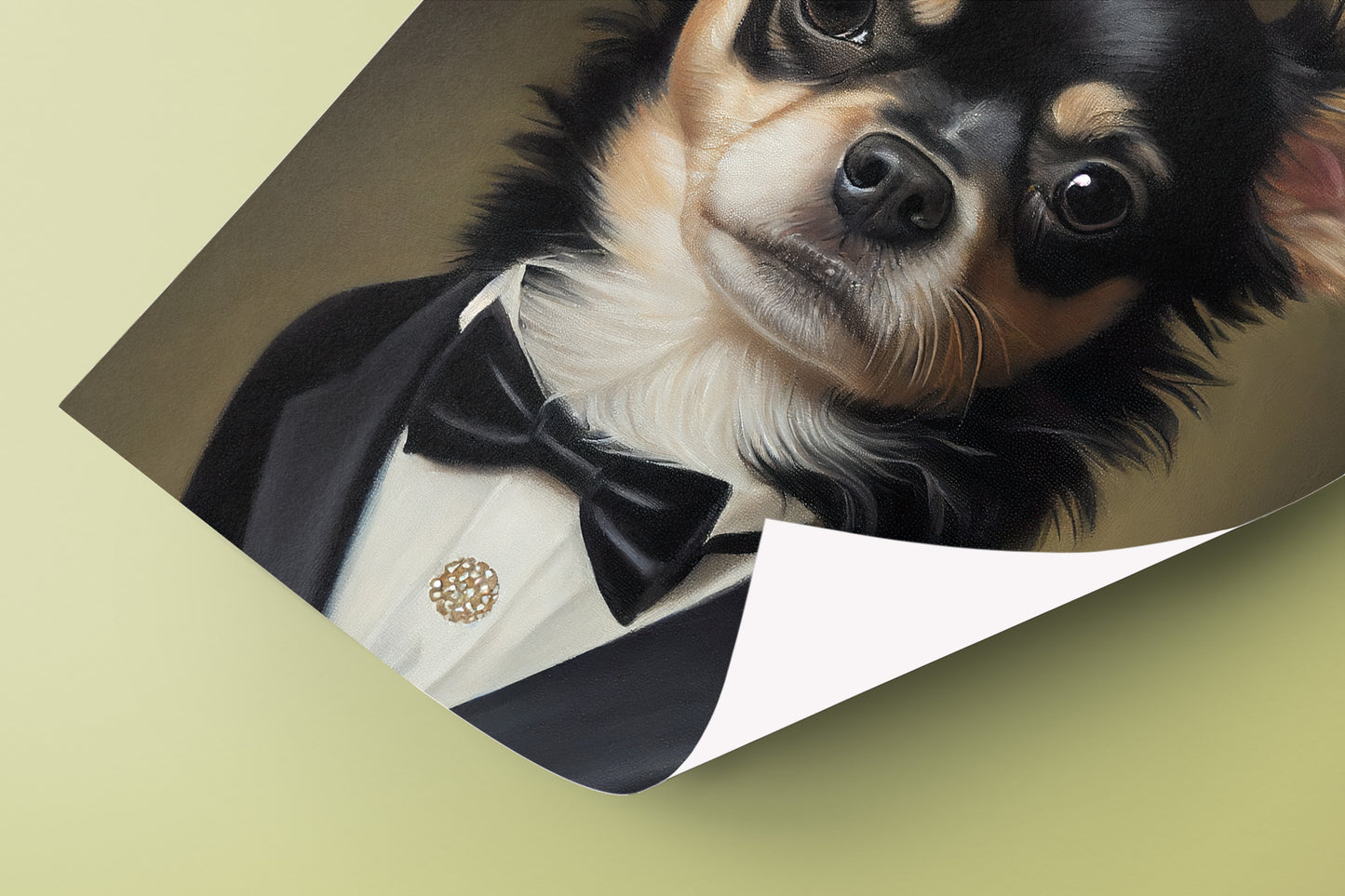 Chihuahua Tuxedo Portrait Poster - Cute Animal Wall Art, Stylish Chihuahua Decor for Framing