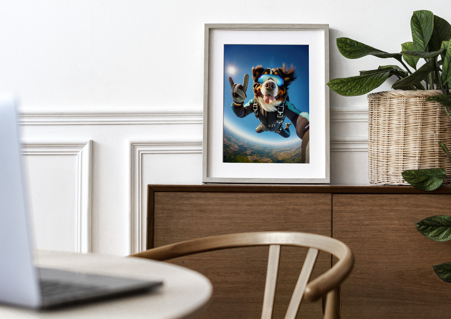 Epic Dog Lover's Gift: Skydiving Bernese Mountain Dog Poster - Extreme Sport Animal Wall Art Decor