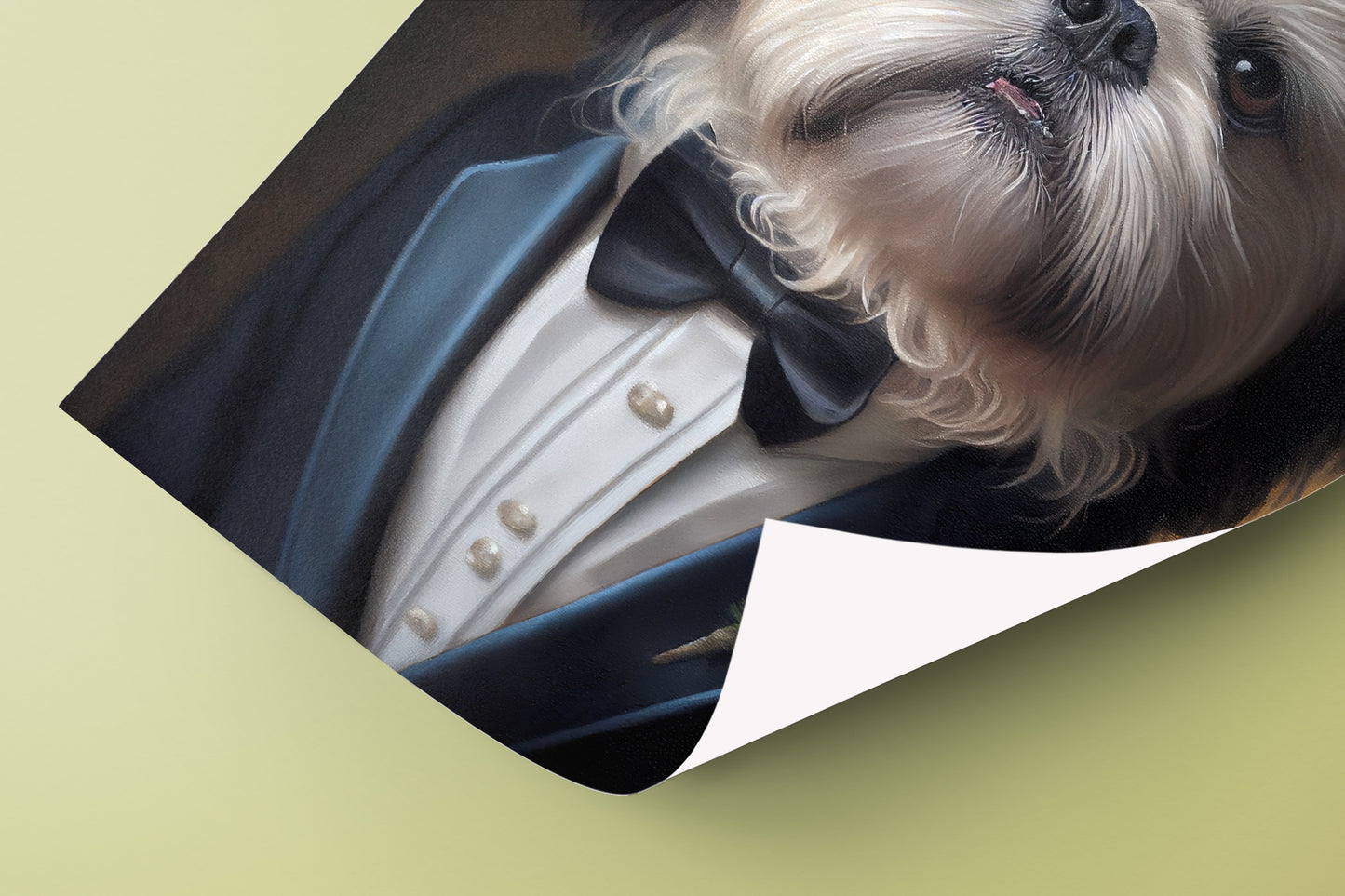 Poster Shih-tzu en Smoking, Décoration Murale Animaux, Illustration Élégante pour Intérieur Moderne