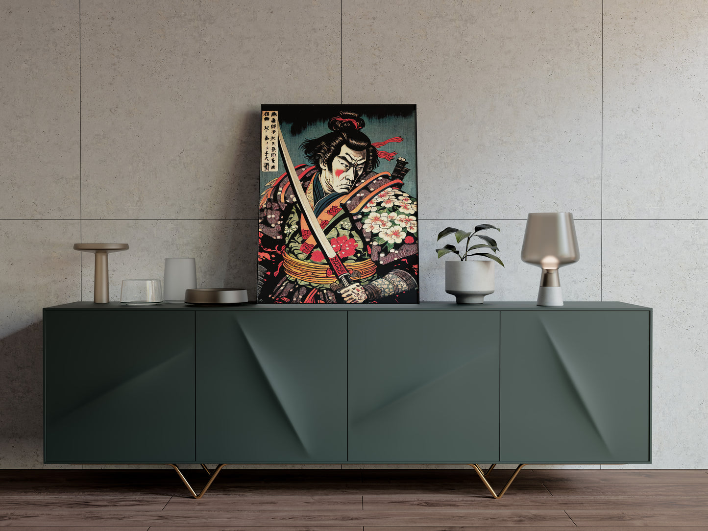 Japanese Samurai Poster - Ukiyo-e Art Style Illustration, Traditional Wall Décor, Frameable Wall Art