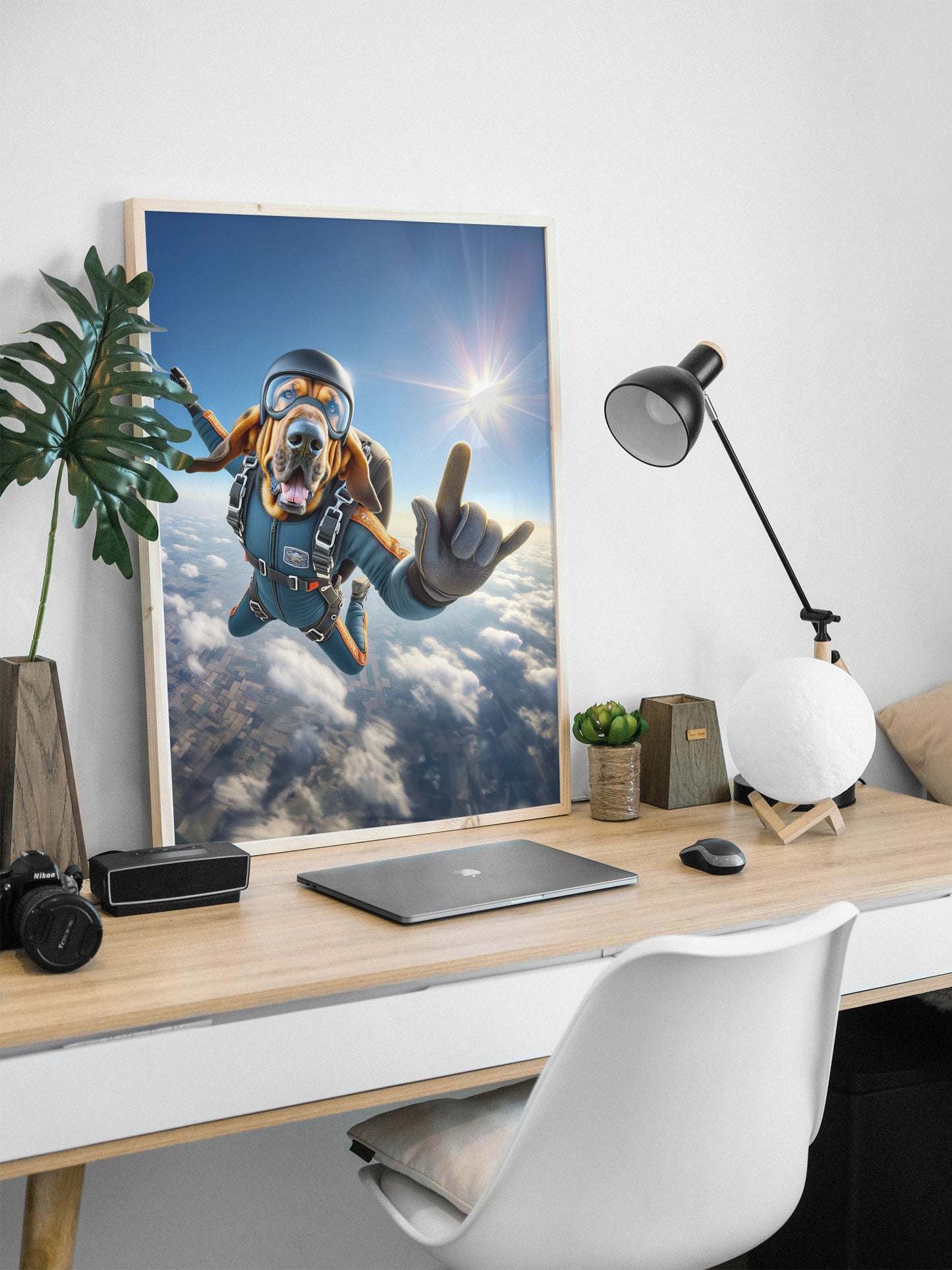 Epic Skydiving Bloodhound Poster - Unique Animal Wall Art for Extreme Sports & Dog Lover Decor
