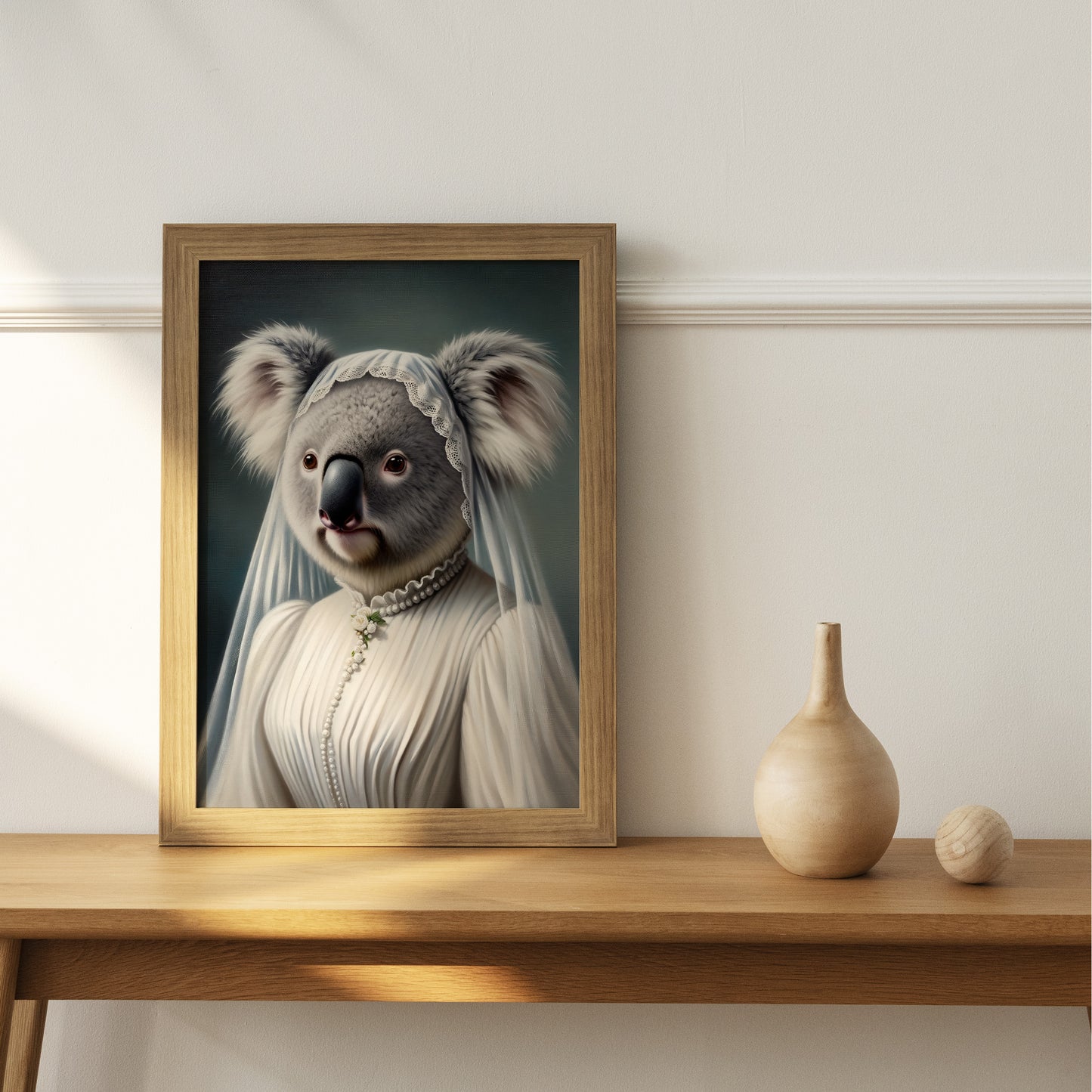 Poster Koala en Robe de Mariée - Décoration Murale Animaux, Affiche Humoristique, Art Mural Mariage