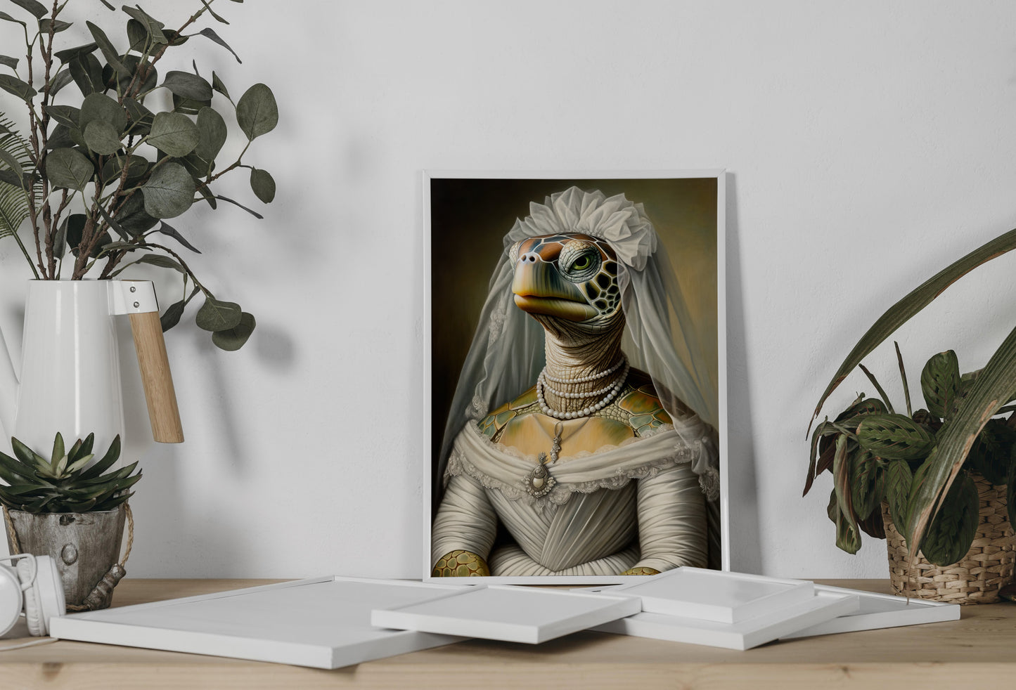 Funny Turtle Bride Poster – Animal Wall Decor, Unique Wedding Dress Art, Quirky Wall Art, Perfect Gift