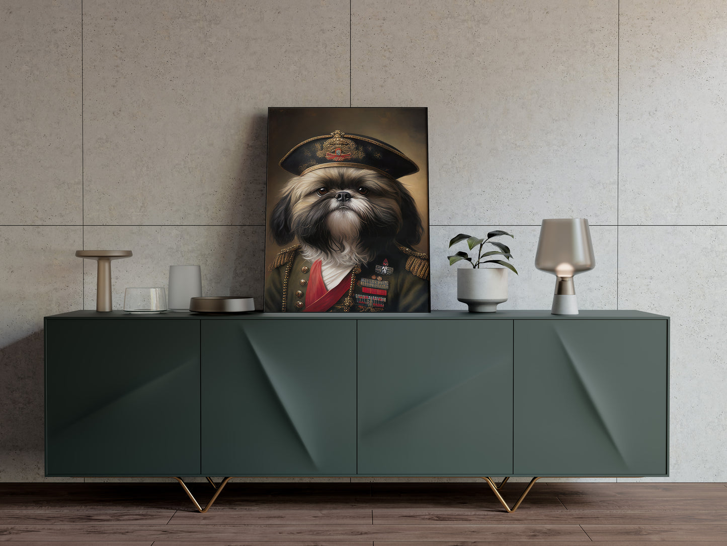 "Heroic Shih-tzu Poster | Military Uniform Dog Wall Art | Funny Shih-tzu Print for Home Decor"