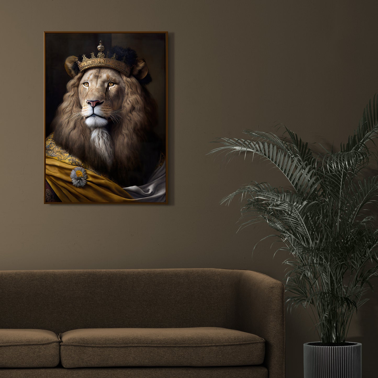 Poster Lion Noble Style Baroque - Décoration Murale Animaux, Affiche Féline Artwork, Design Élégant