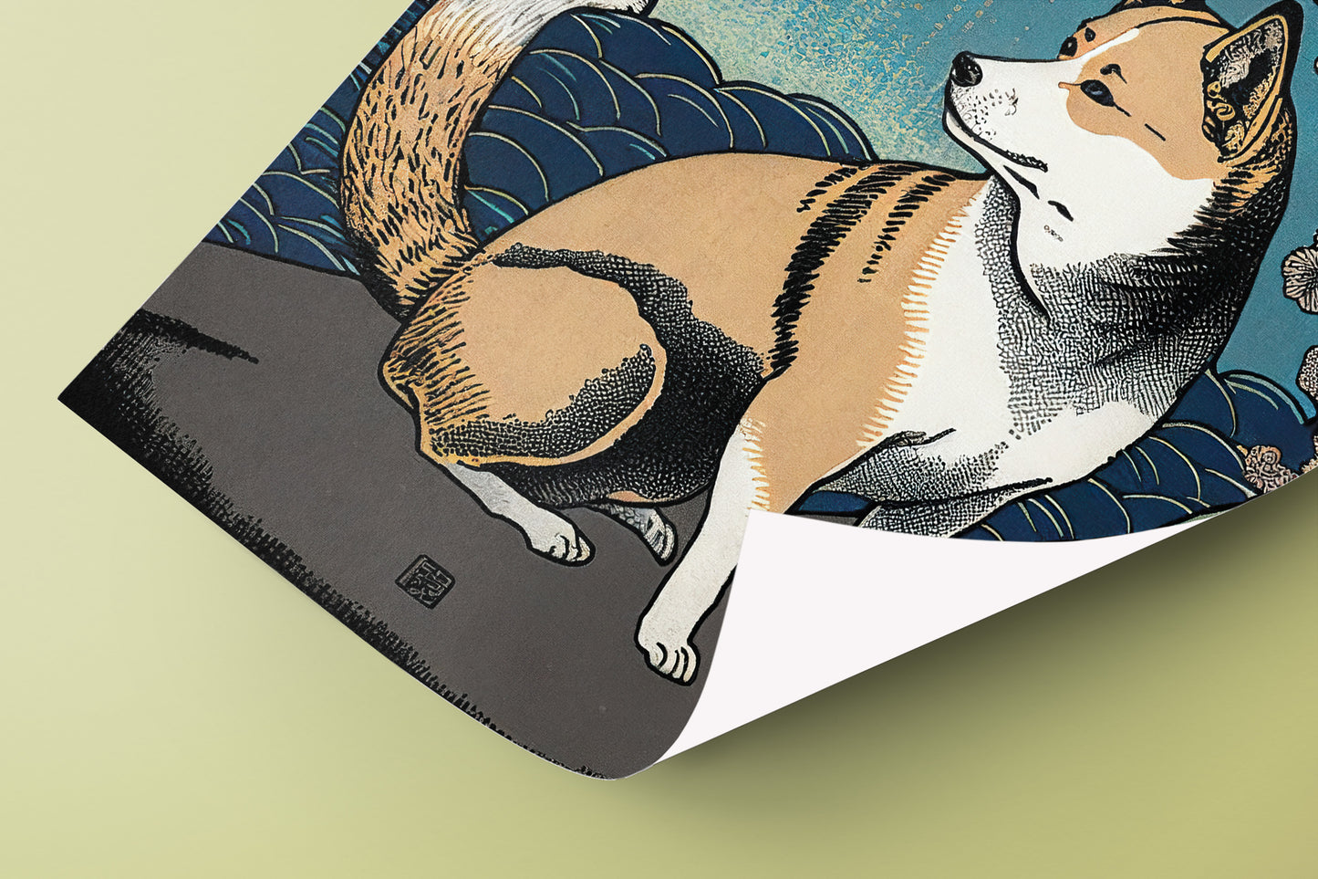 Japanese Shiba-Inu Poster - Ukiyo-e Style Wall Art Print | Shiba Inu Japan Decor | Japanese Illustration