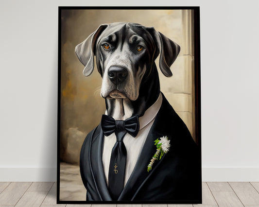 Great Dane Tuxedo Poster – Animal Wall Art, Elegant Dog Portrait, Premium Home Decor, Unique Wall Poster