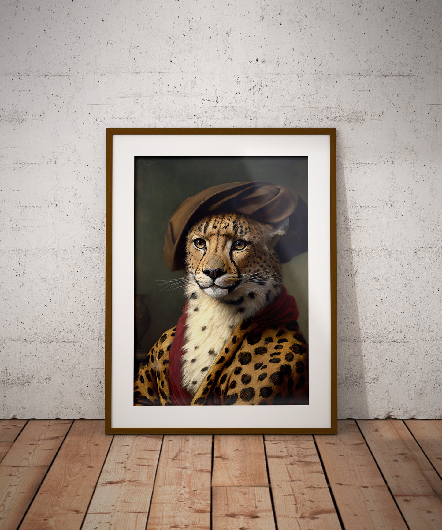 Baroque Style Cheetah Portrait Poster | Animal Wall Decor | Feline Art Print for Framing
