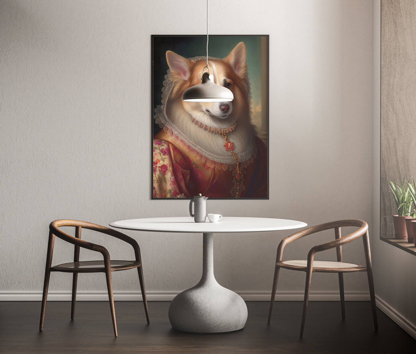 Baroque Style Corgi Portrait Poster - Noble Dog Wall Art, Animal Decoration, Frame-Ready Wall Poster
