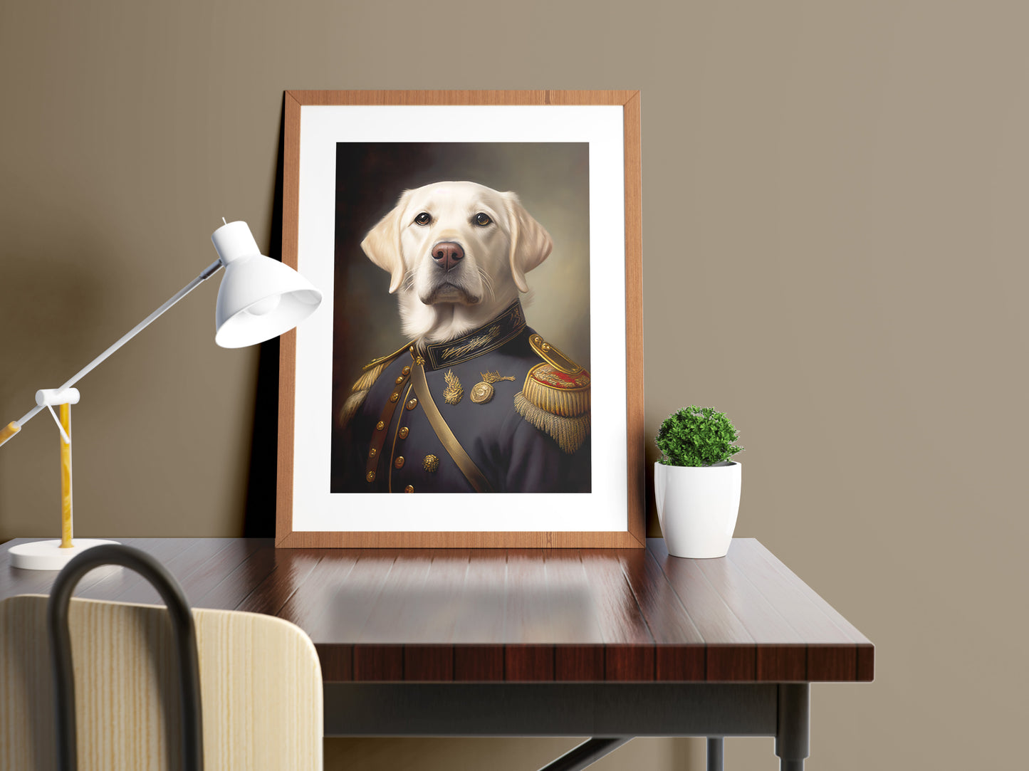 Poster Labrador Sable en Uniforme Militaire - Décoration Murale Animaux, Affiche pour Intérieur