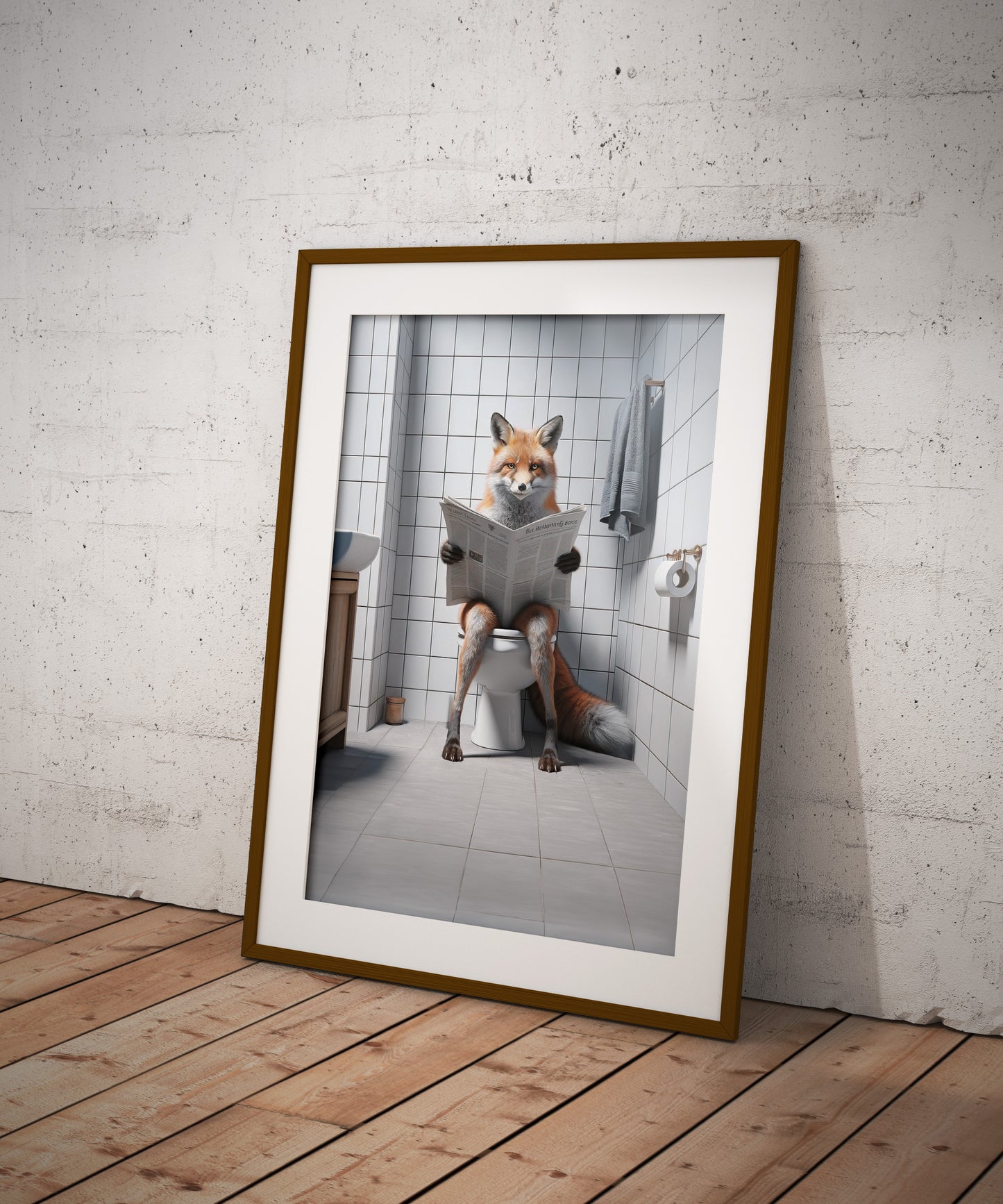 Funny Pelican Reading Newspaper Bathroom Poster – Unique WC Toilet Wall Art Decor, Hilarious Gift Idea