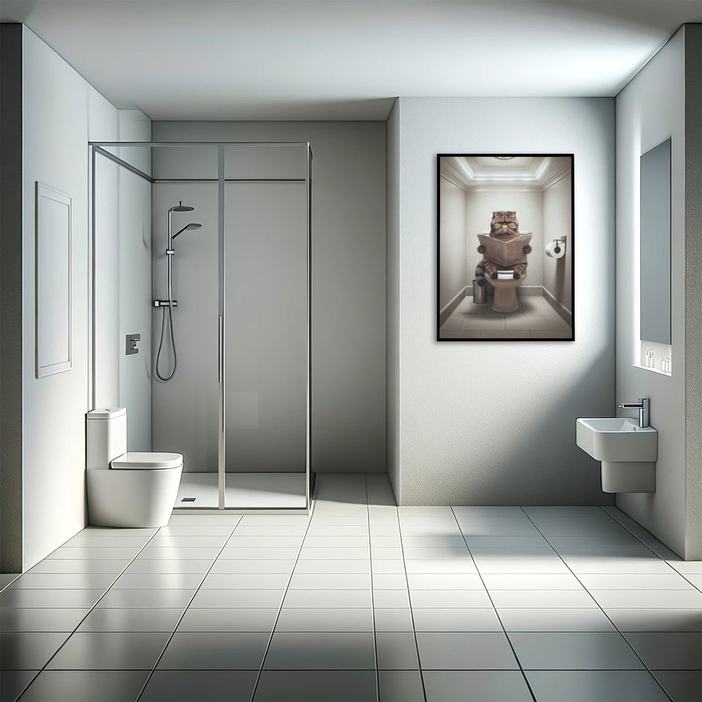 Brown Tabby Exotic Shorthair Cat Toilet Poster - Bathroom Decor, Wall Art, Cat Lover Gift