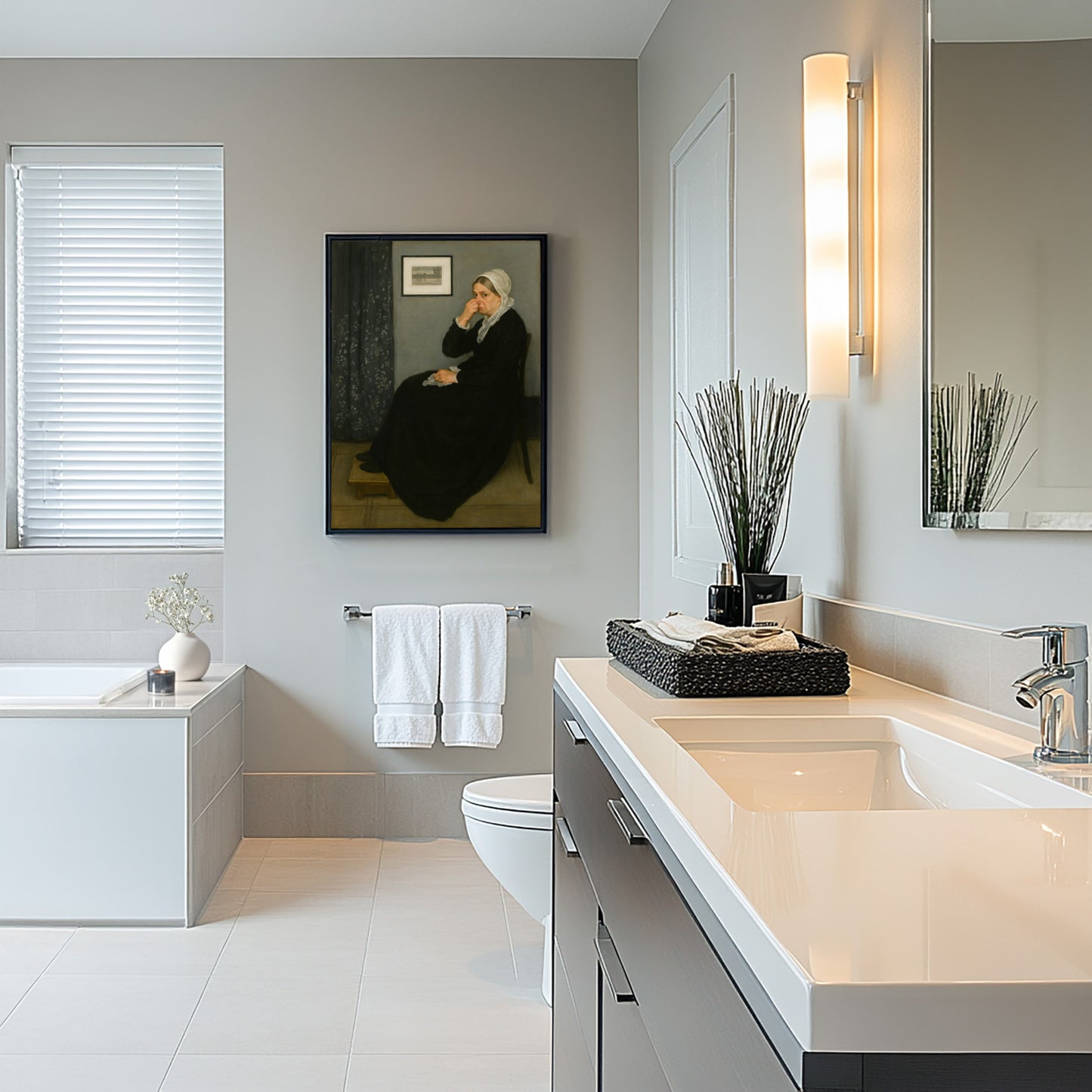 Poster Humour Toilettes - Mère de Whistler - Affiche Déco WC Insolite - Idée Cadeau Crémaillère Originale - Cadre pour Salle de Bain ou Toilettes