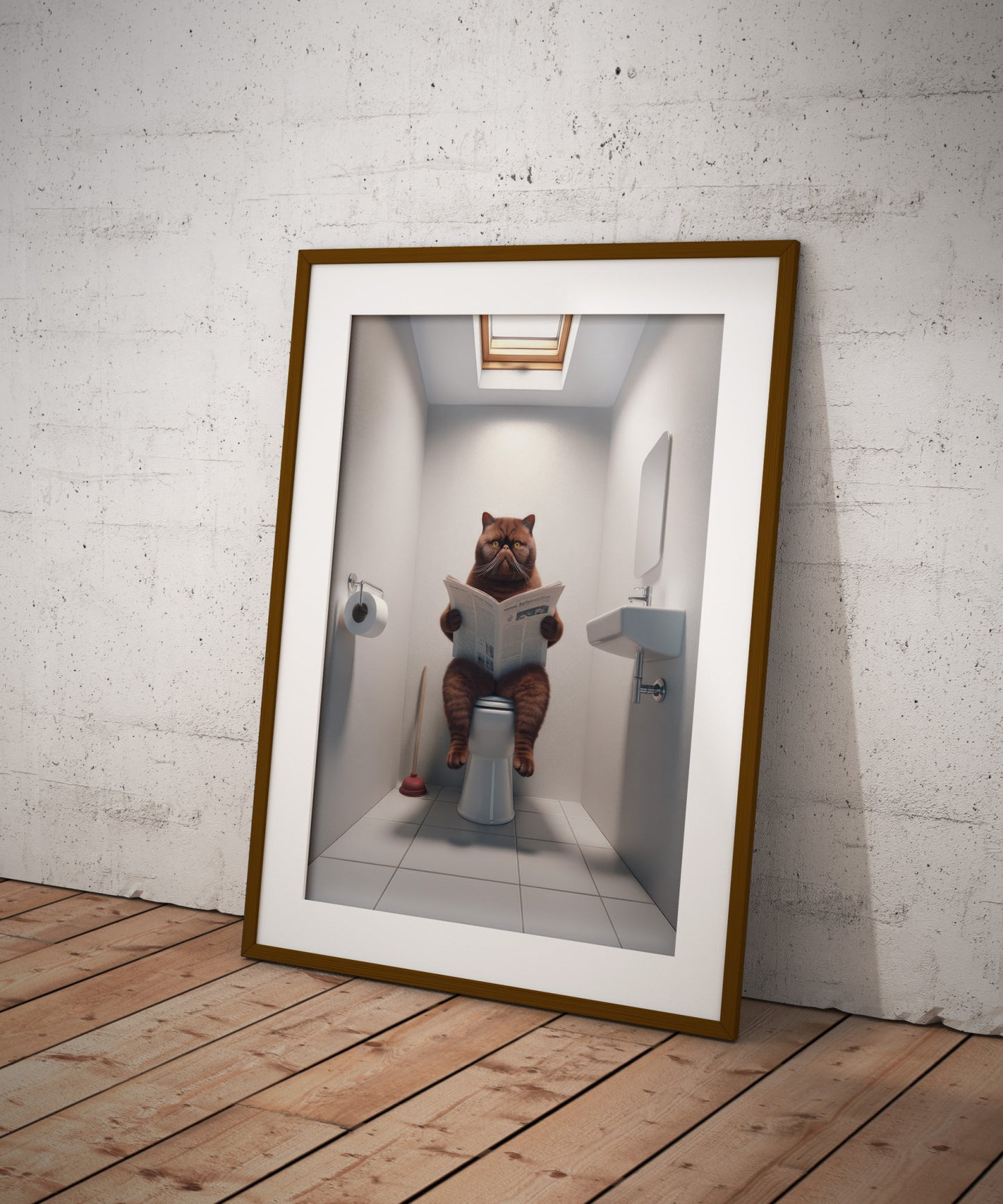 Affiche Murale Chat Exotic Shorthair Chocolat aux Toilettes - Décoration Humour WC & Salle de Bain - Poster Cadeau Chat
