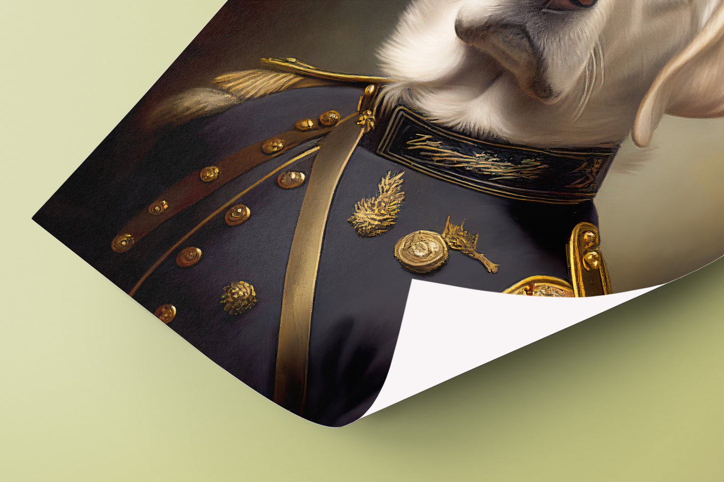 Poster Labrador Sable en Uniforme Militaire - Décoration Murale Animaux, Affiche pour Intérieur
