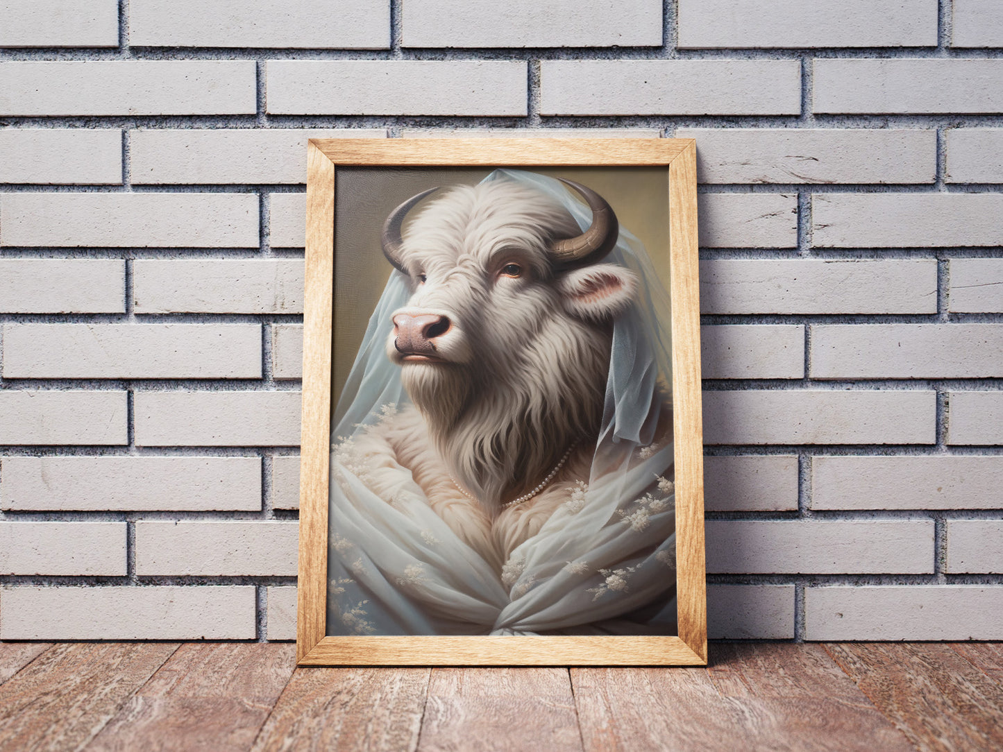 Buffalo Wedding Dress Poster - Funny Animal Wall Decor - Unique Bride Wall Art - Creative Gift Idea
