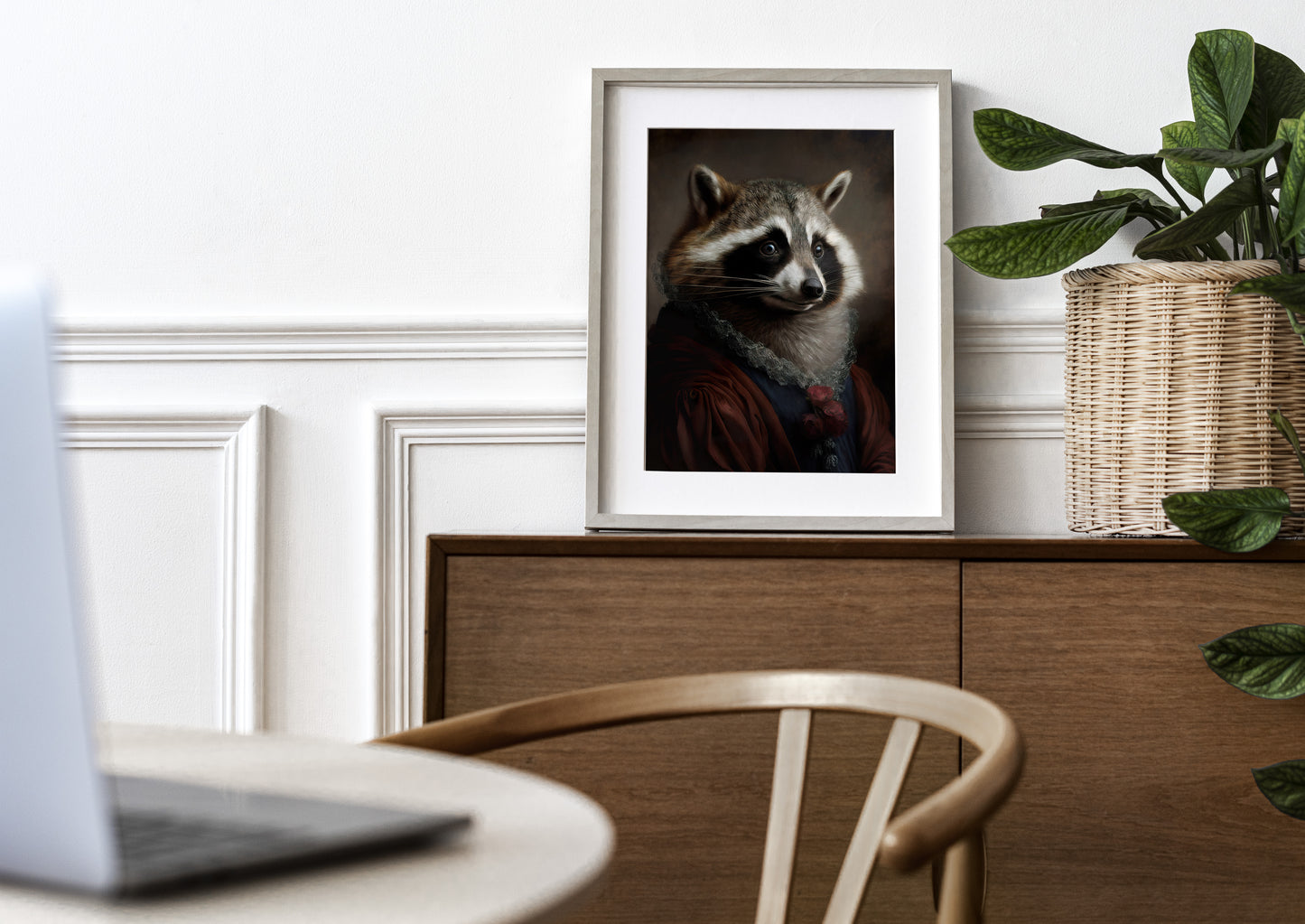 Baroque Style Raccoon Poster - Animal Wall Art for Home Decor - Frameable Raccoon Poster Decoration