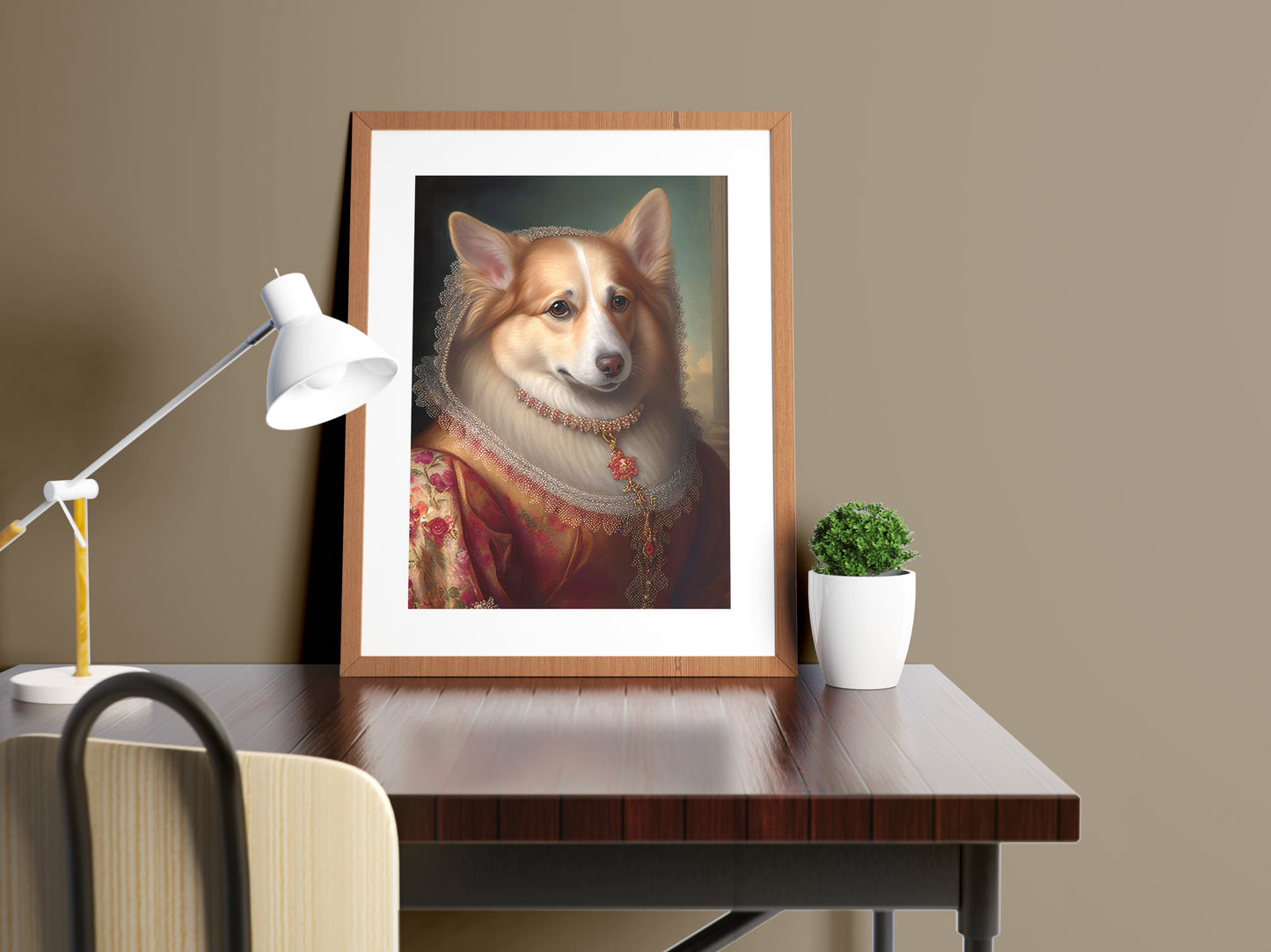 Baroque Style Corgi Portrait Poster - Noble Dog Wall Art, Animal Decoration, Frame-Ready Wall Poster