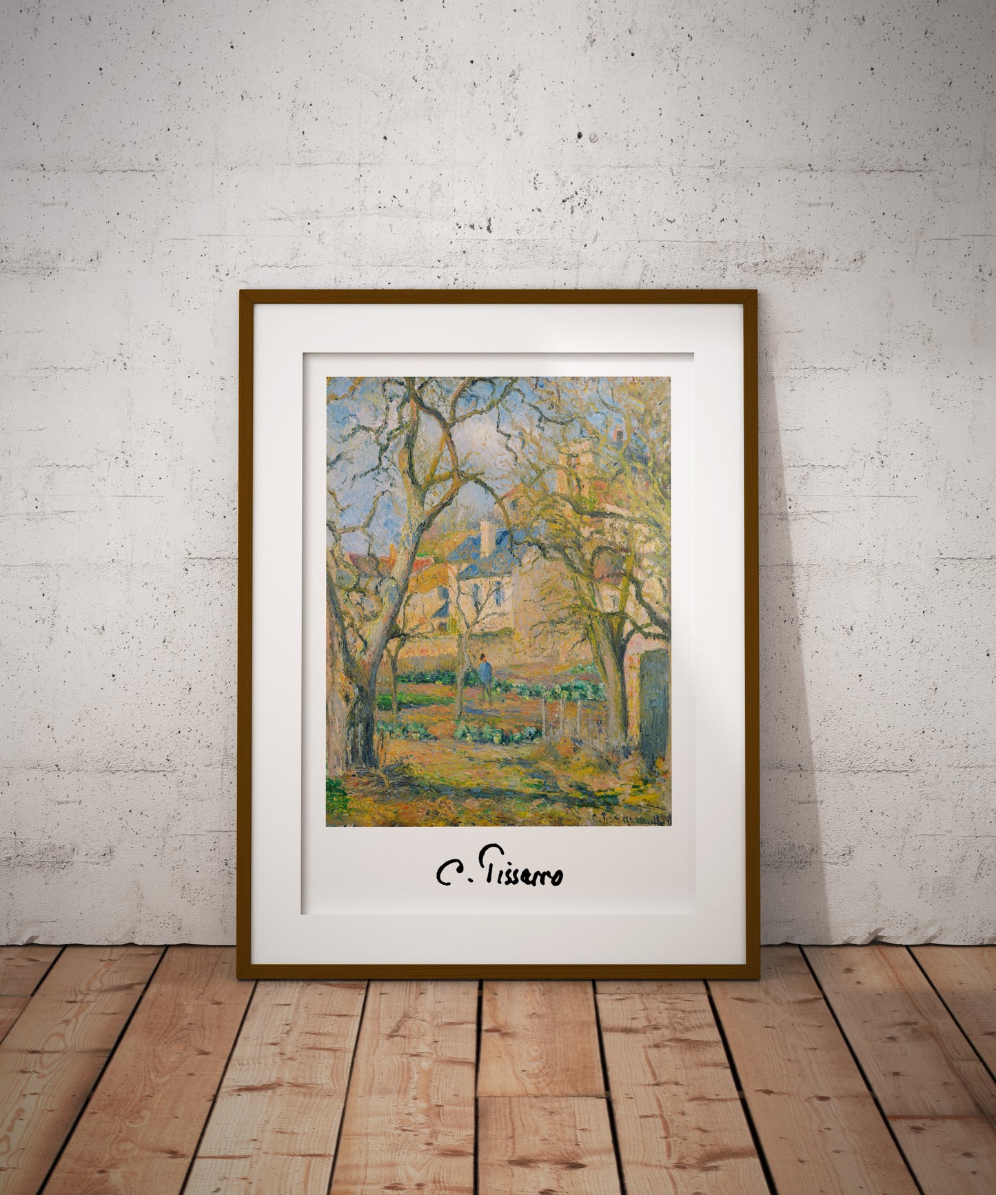 Camille Pissarro Poster: The Vegetable Garden at L'Hermitage - Impressionist Art Print for Wall Decoration and Framing