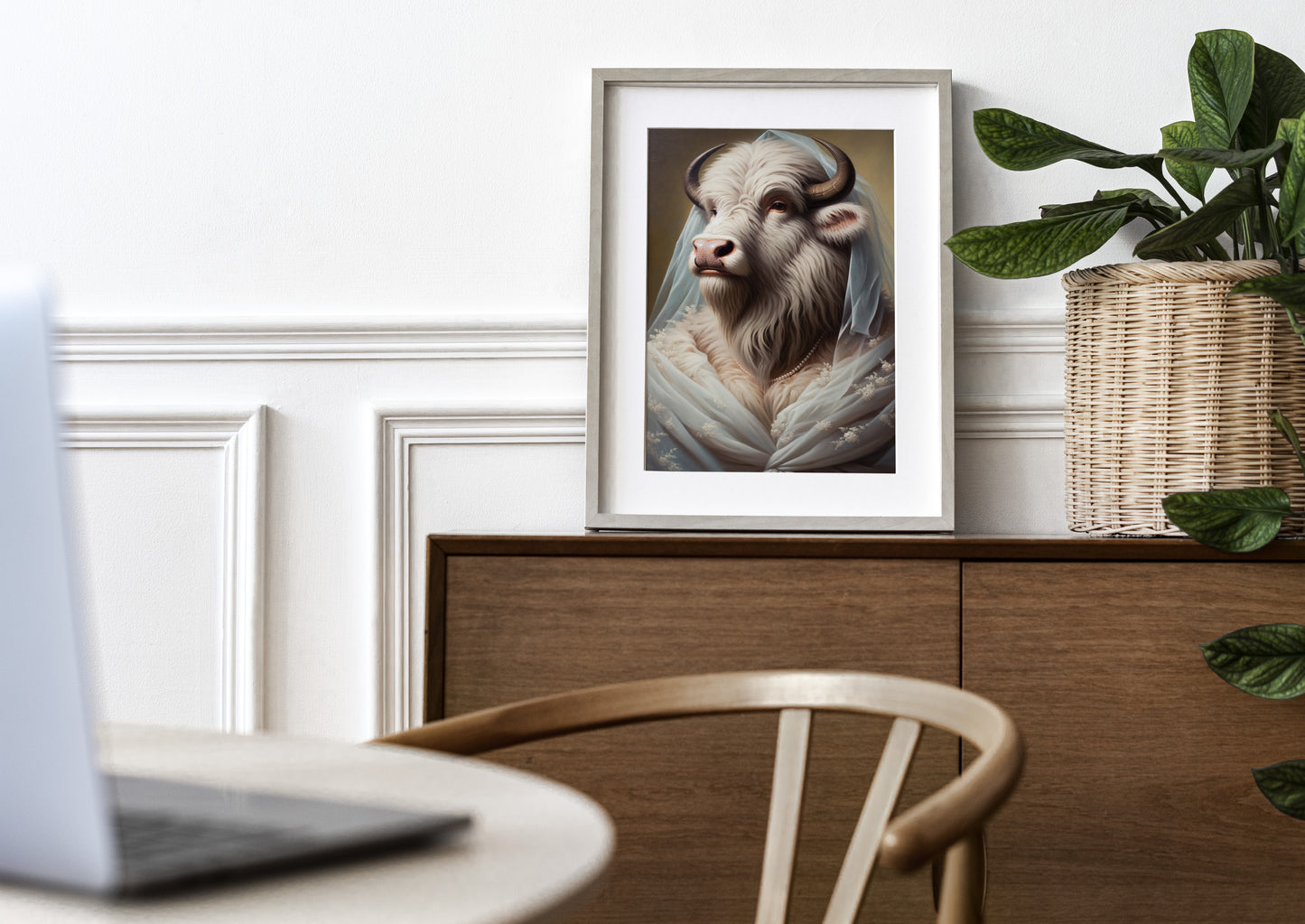 Buffalo Wedding Dress Poster - Funny Animal Wall Decor - Unique Bride Wall Art - Creative Gift Idea