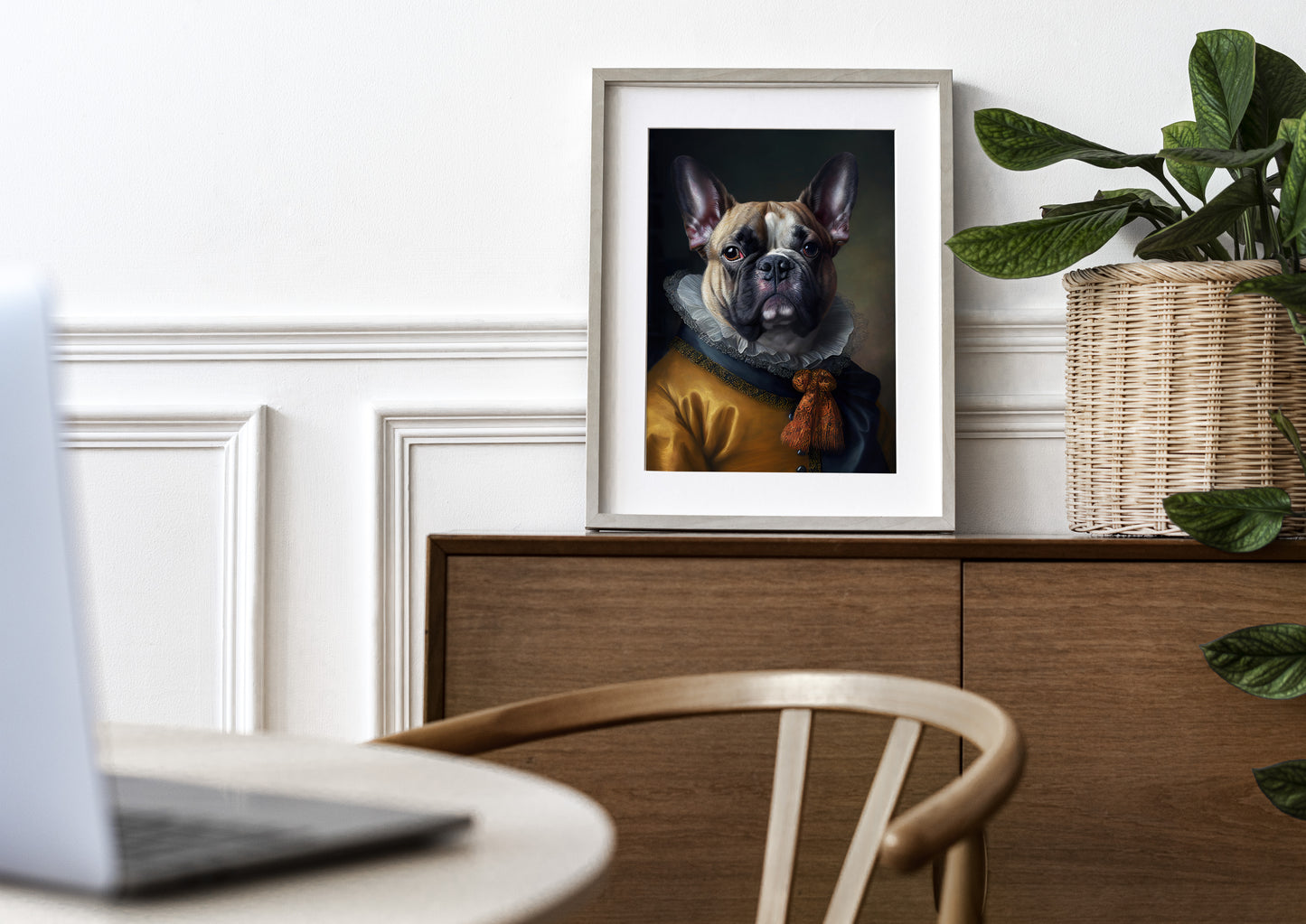 "Baroque Style Noble French Bulldog Poster - Elegant Dog Wall Art Decoration – Frameable Animal Print"