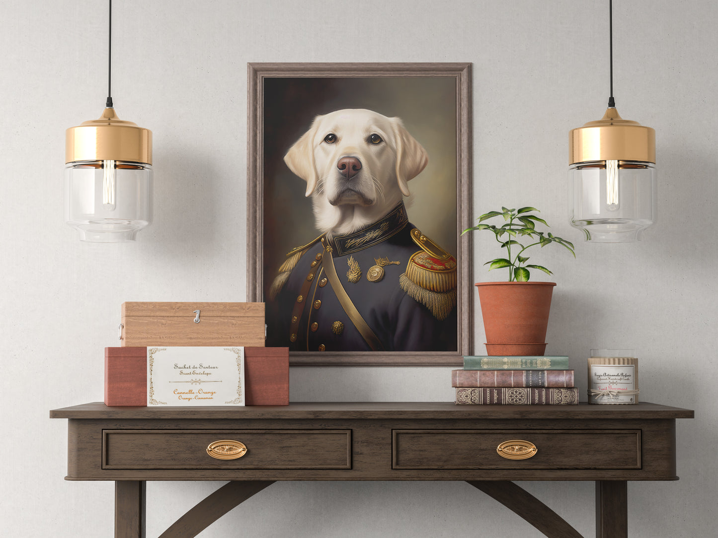 Poster Labrador Sable en Uniforme Militaire - Décoration Murale Animaux, Affiche pour Intérieur