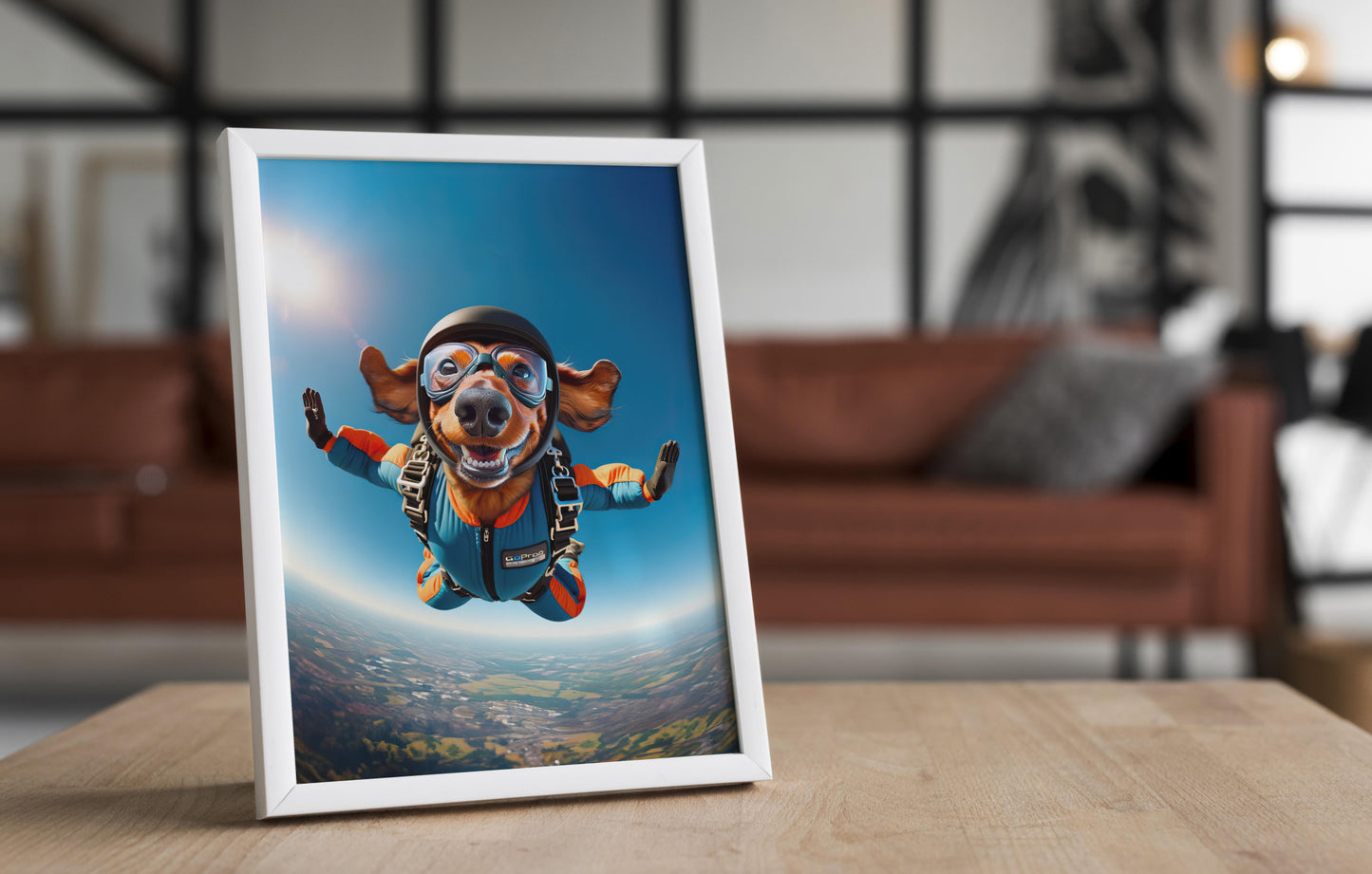 Skydiving Dachshund Dog Poster - Epic Wall Art for Animal Lovers - Unique Extreme Sports Decor - Dog Lover Gift