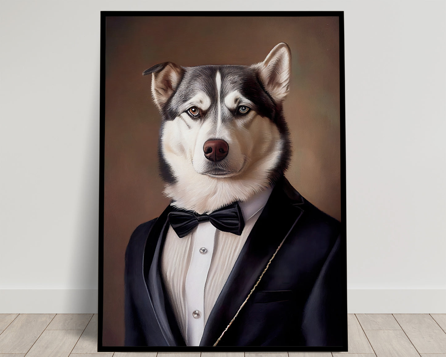 Husky Tuxedo Poster - Animal Wall Art Decoration, Elegant Dog Portrait, Premium Wall Poster for Home Decor
