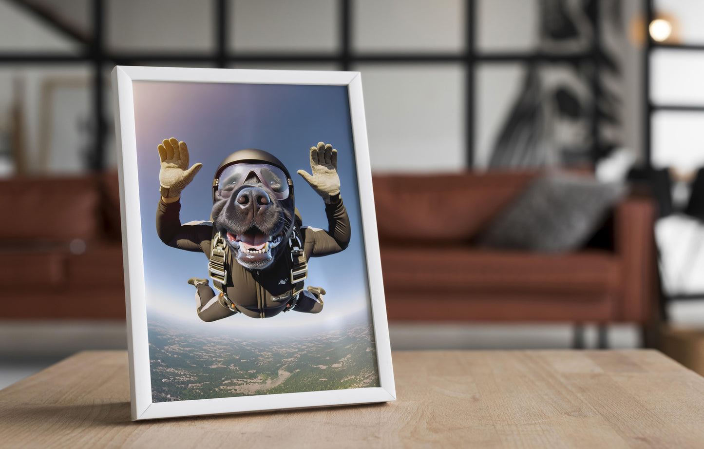 Epic Skydiving Black Labrador Poster - Unique Animal Print, Extreme Sport Wall Art, Dog Lover Gift Decor