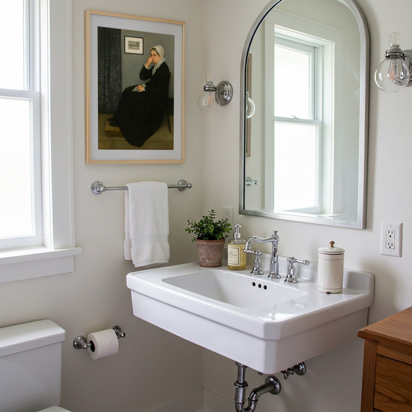 Poster Humour Toilettes - Mère de Whistler - Affiche Déco WC Insolite - Idée Cadeau Crémaillère Originale - Cadre pour Salle de Bain ou Toilettes