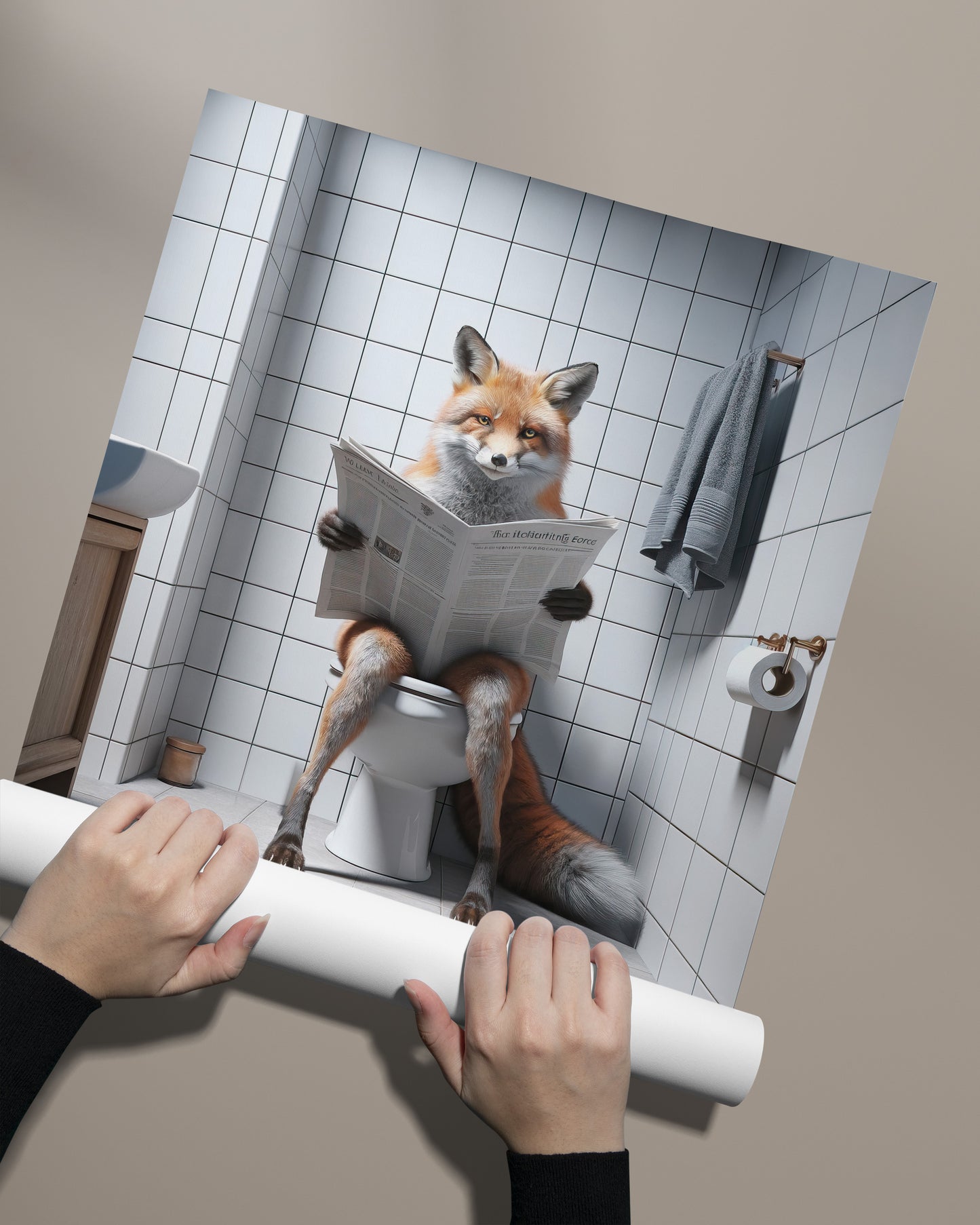 Funny Pelican Reading Newspaper Bathroom Poster – Unique WC Toilet Wall Art Decor, Hilarious Gift Idea
