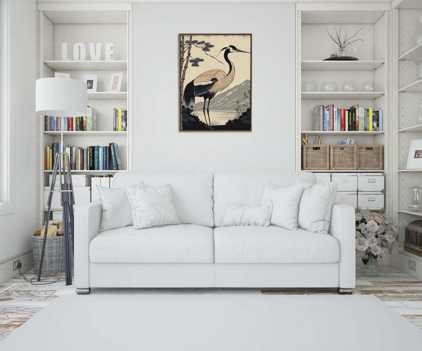 Japanese Crane Poster - Elegant Bird Wall Art, Japanese Style Illustration, Frameable Wall Decor