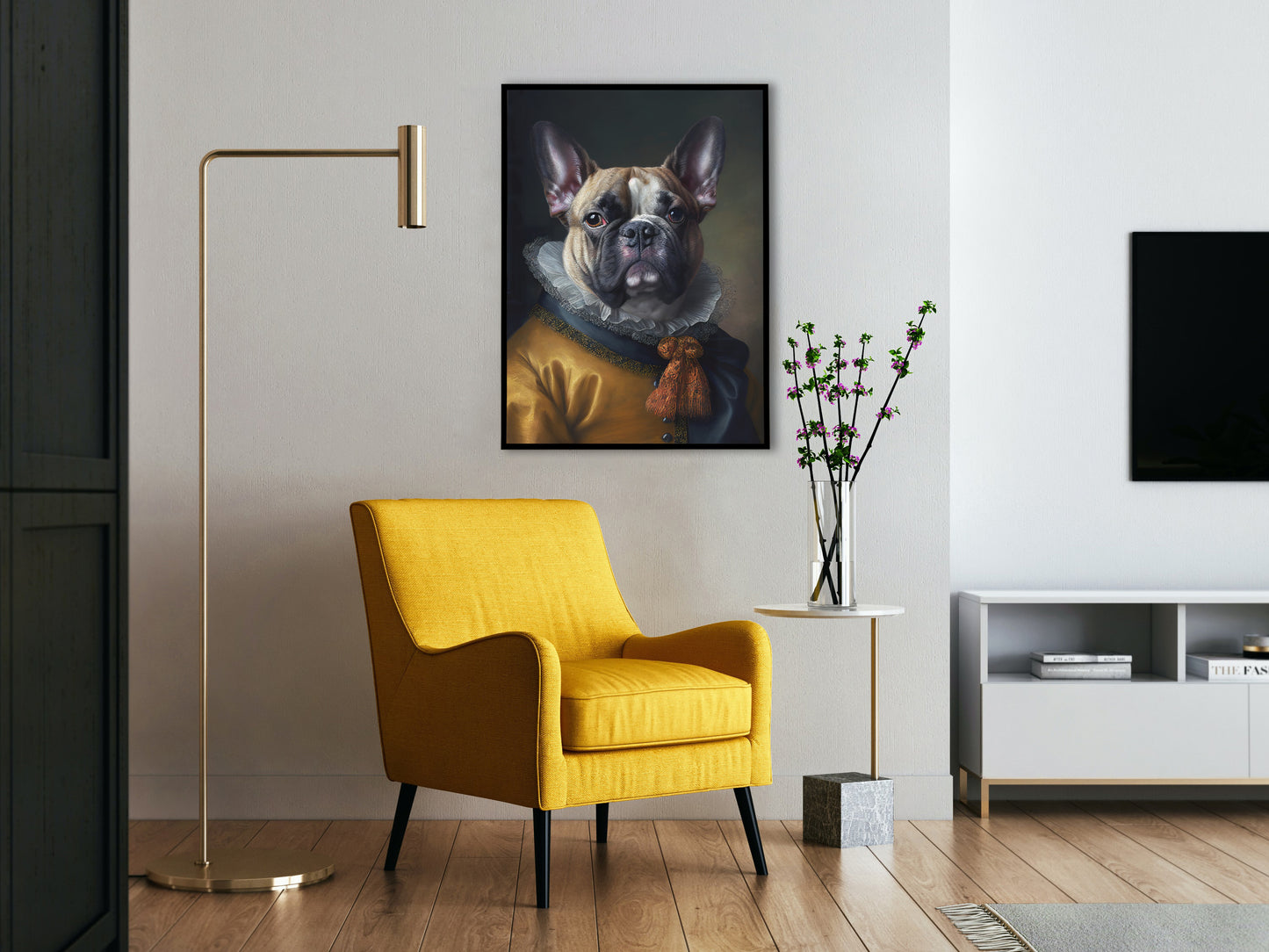 "Baroque Style Noble French Bulldog Poster - Elegant Dog Wall Art Decoration – Frameable Animal Print"