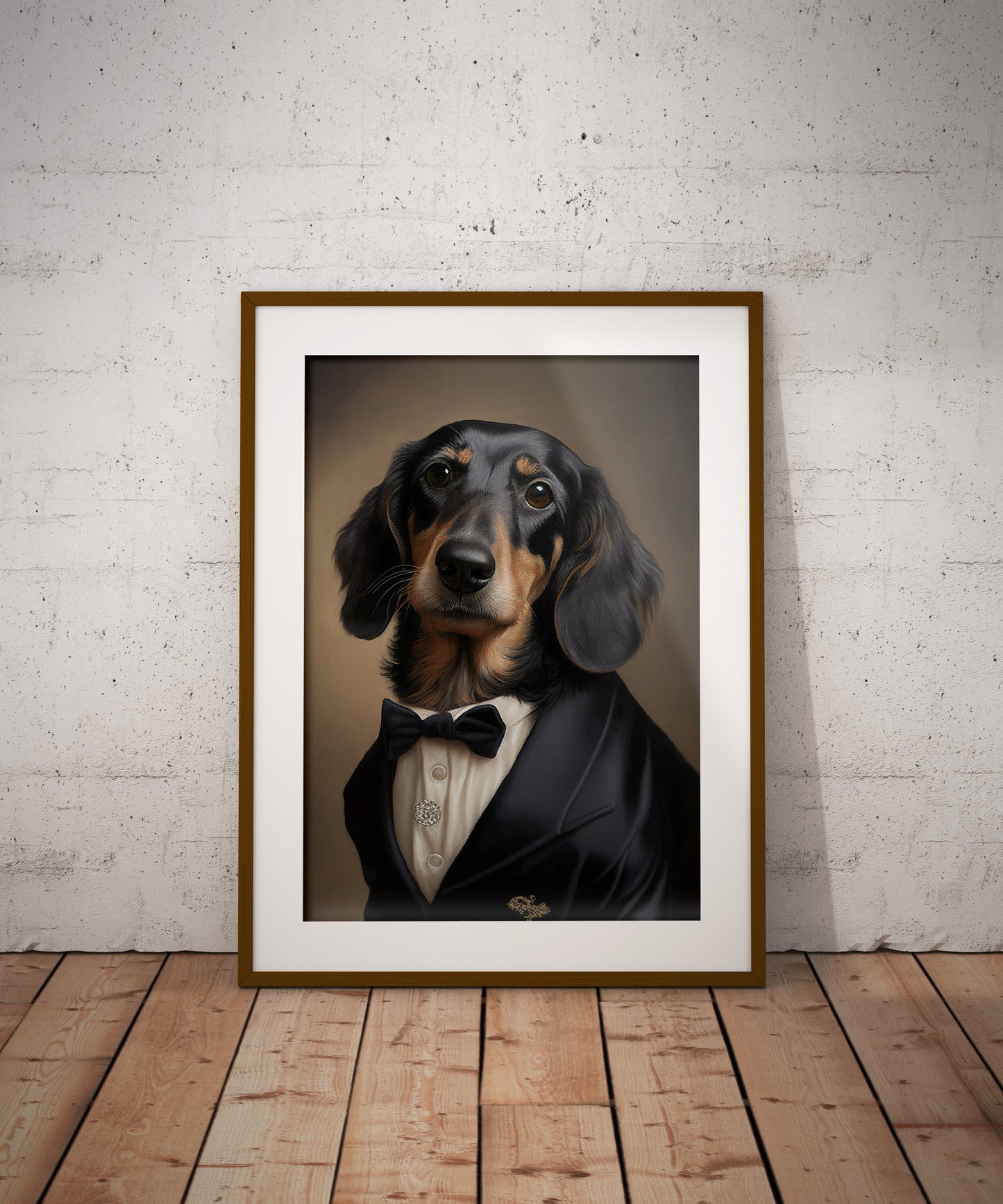 Elegant Dachshund Tuxedo Poster - Chic & Humorous Wall Art for Dog Lovers