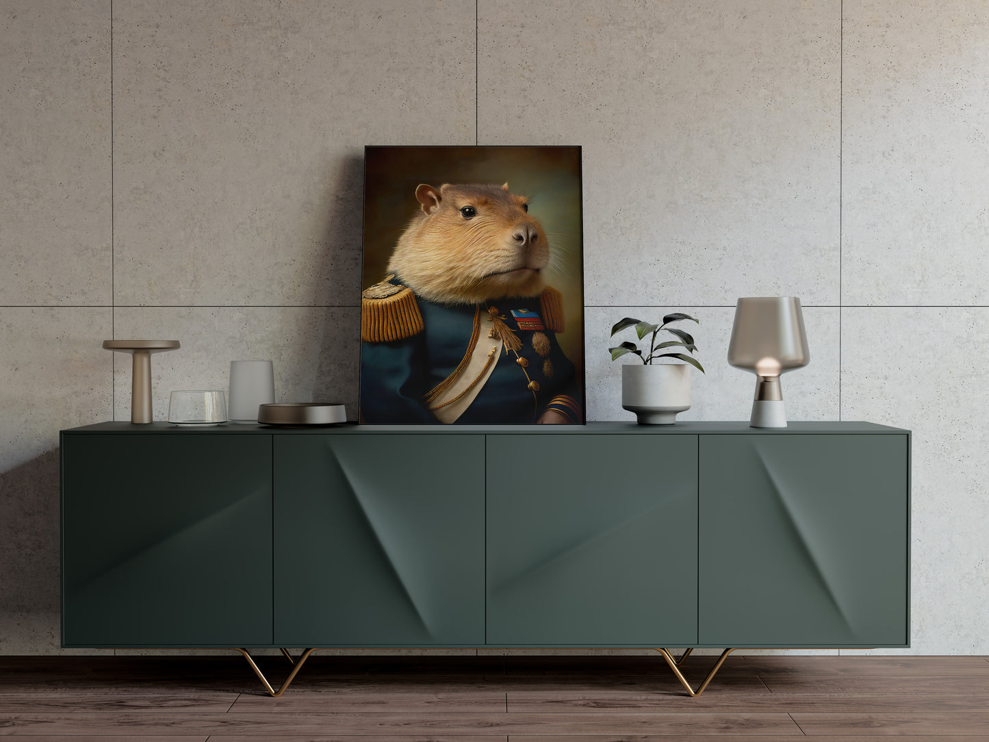 Capybara Poster in Military Uniform | Animal Wall Art | Unique Home Decor | Capybara Wall Decoration