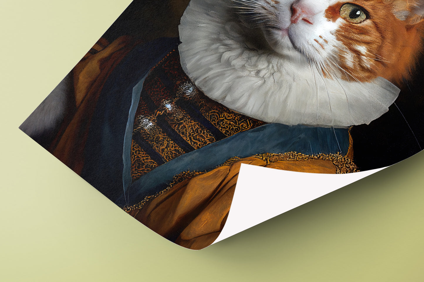 Poster Illustration Chat Baroque - Décoration Murale Animaux - Portrait Noble de Chat