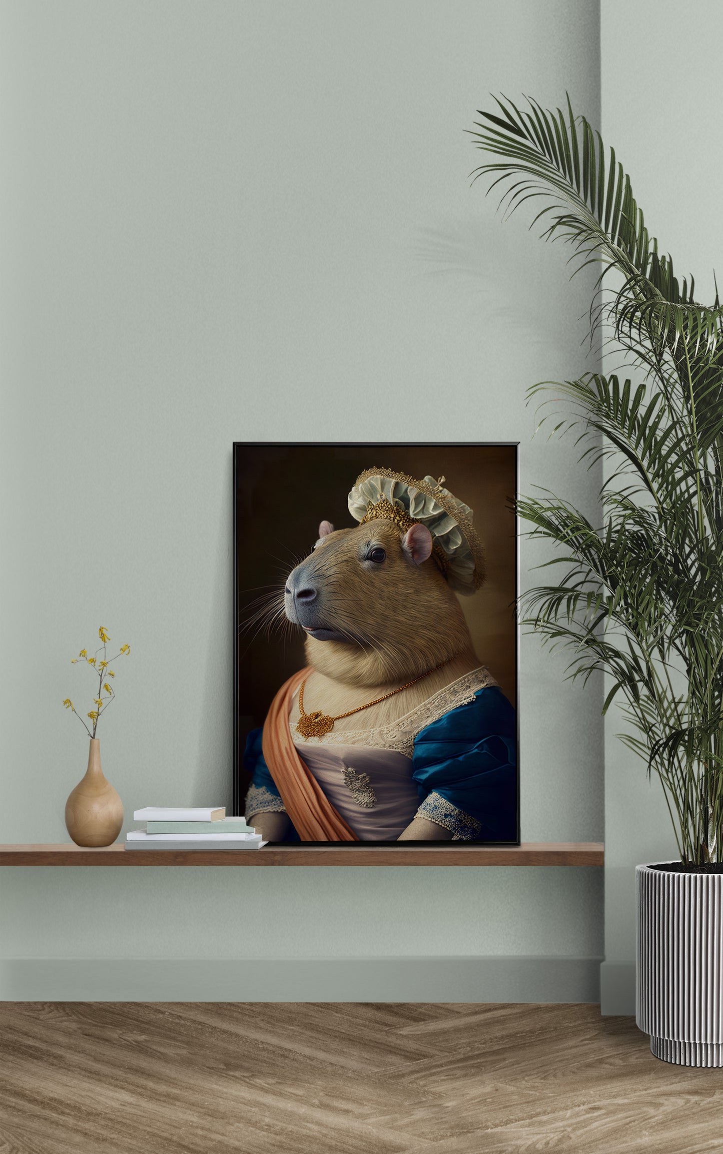 "Humorous Baroque Poster: Capybara in Marie Antoinette Costume - Wall Art for Home Decor"