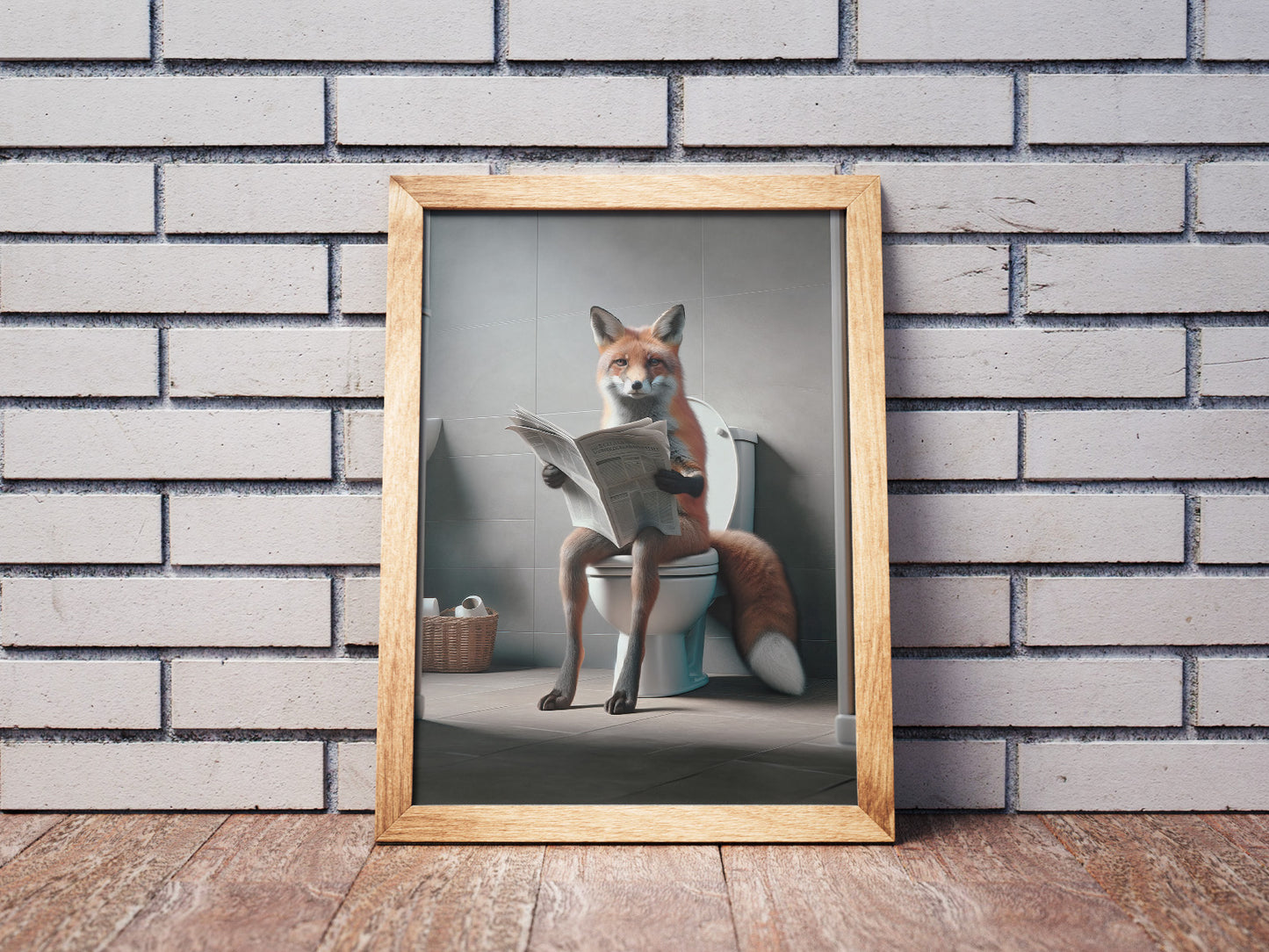 Affiche Humoristique Renard aux Toilettes, Décoration Amusante WC et Salle de Bain, Poster Cadeau Original et Fun