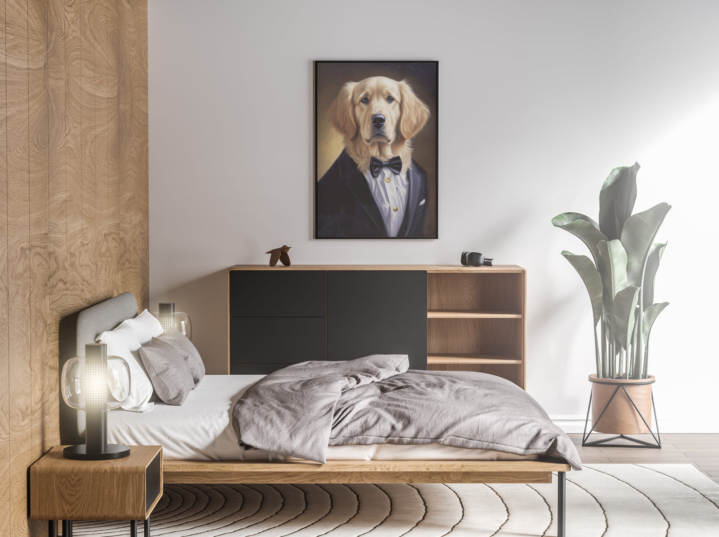 Golden Retriever in Tuxedo Poster - Animal Wall Art, Dog Portrait, Home Decor