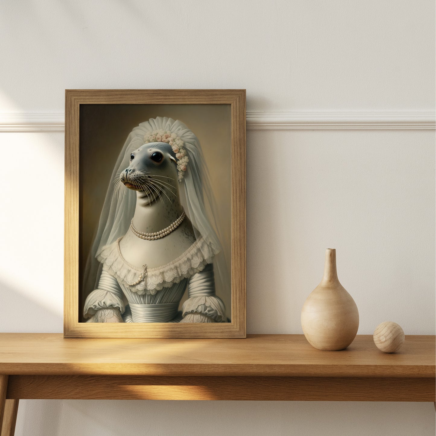 Seal Wedding Dress Poster - Animal Wall Décor | Unique Bride Wall Art | Funny Frame Gift