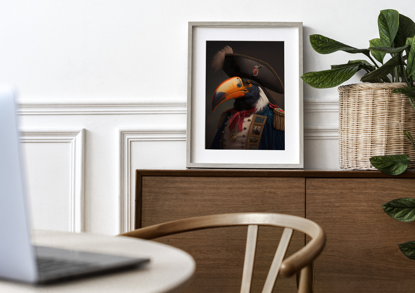 Heroic Toucan Poster in Military Uniform, Vintage Portrait Wall Art, Classic Bird Print Decor