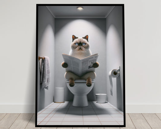 Colorpoint Exotic Shorthair Cat Toilet Poster – Bathroom Wall Art, WC Decor, Ideal Cat Lover Gift