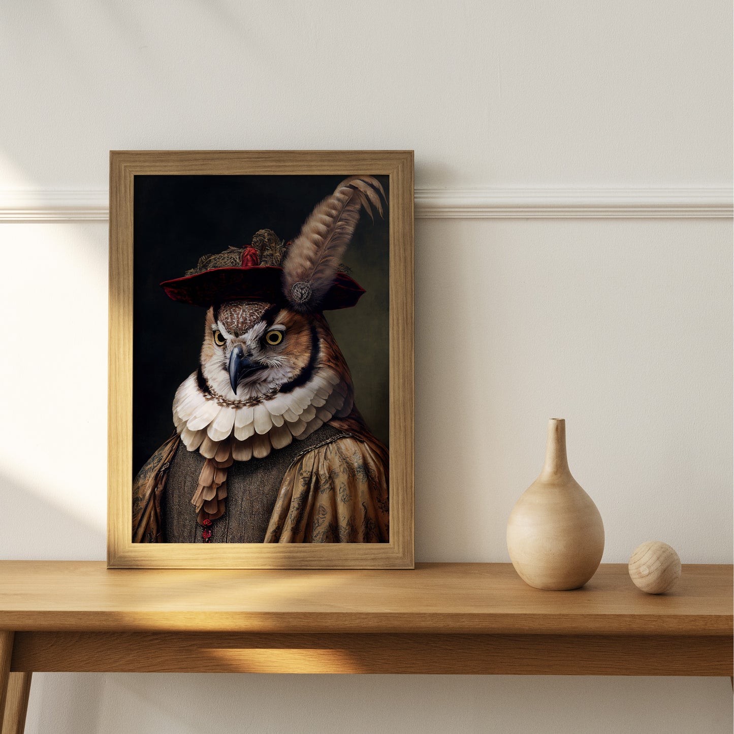 Baroque Style Noble Owl Poster - Elegant Animal Wall Art for Home Decor
