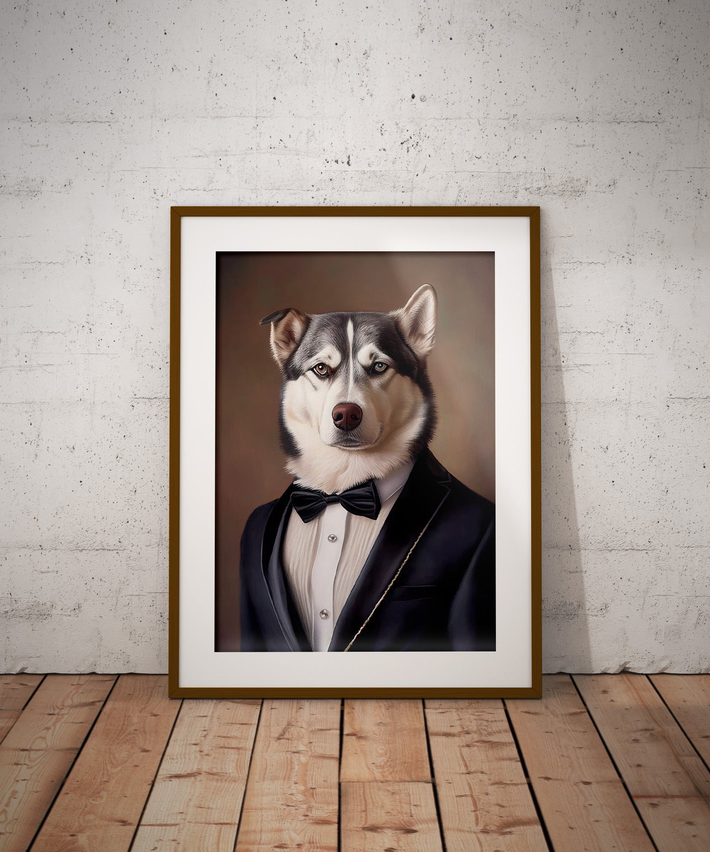 Husky Tuxedo Poster - Animal Wall Art Decoration, Elegant Dog Portrait, Premium Wall Poster for Home Decor