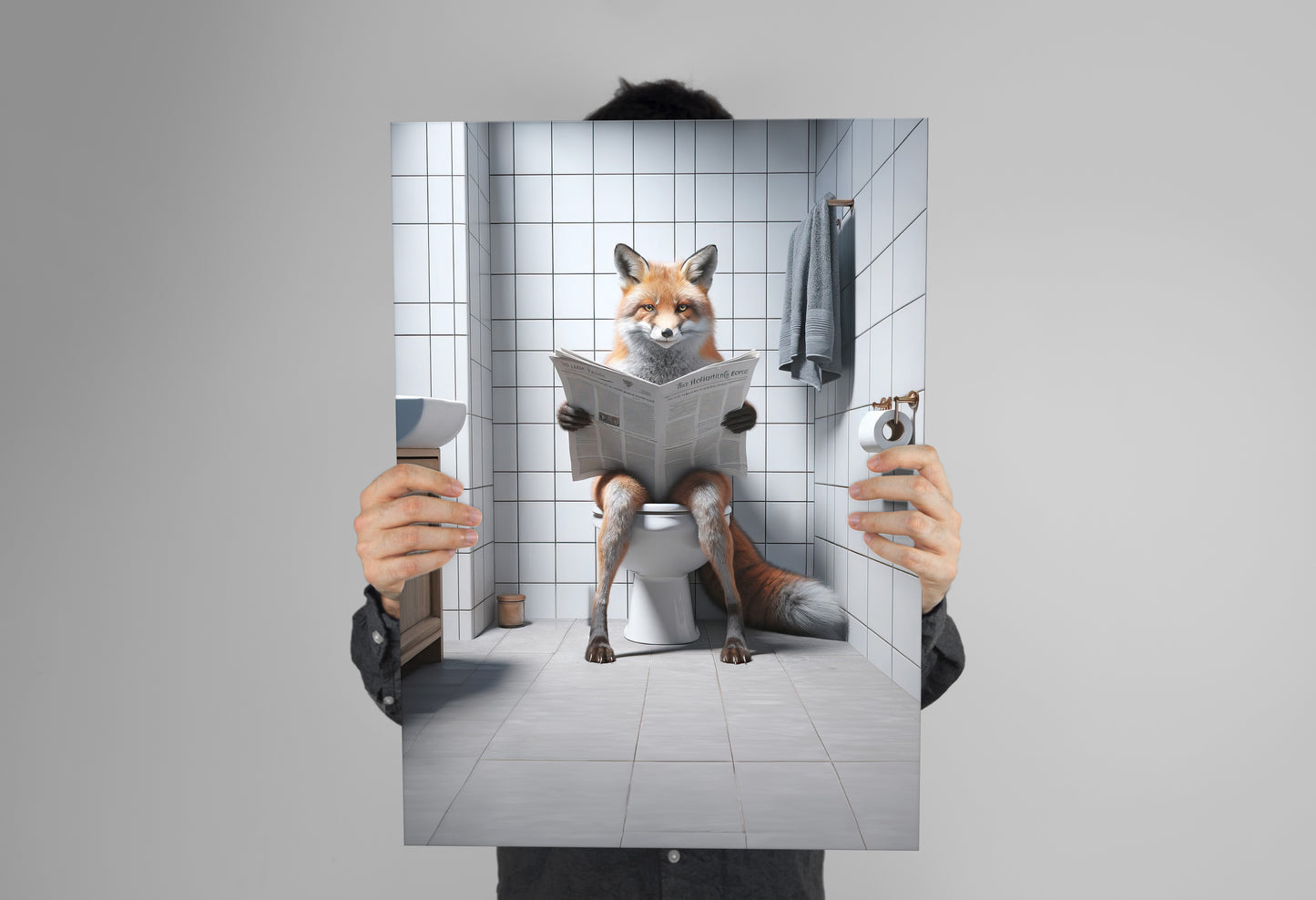 Funny Pelican Reading Newspaper Bathroom Poster – Unique WC Toilet Wall Art Decor, Hilarious Gift Idea